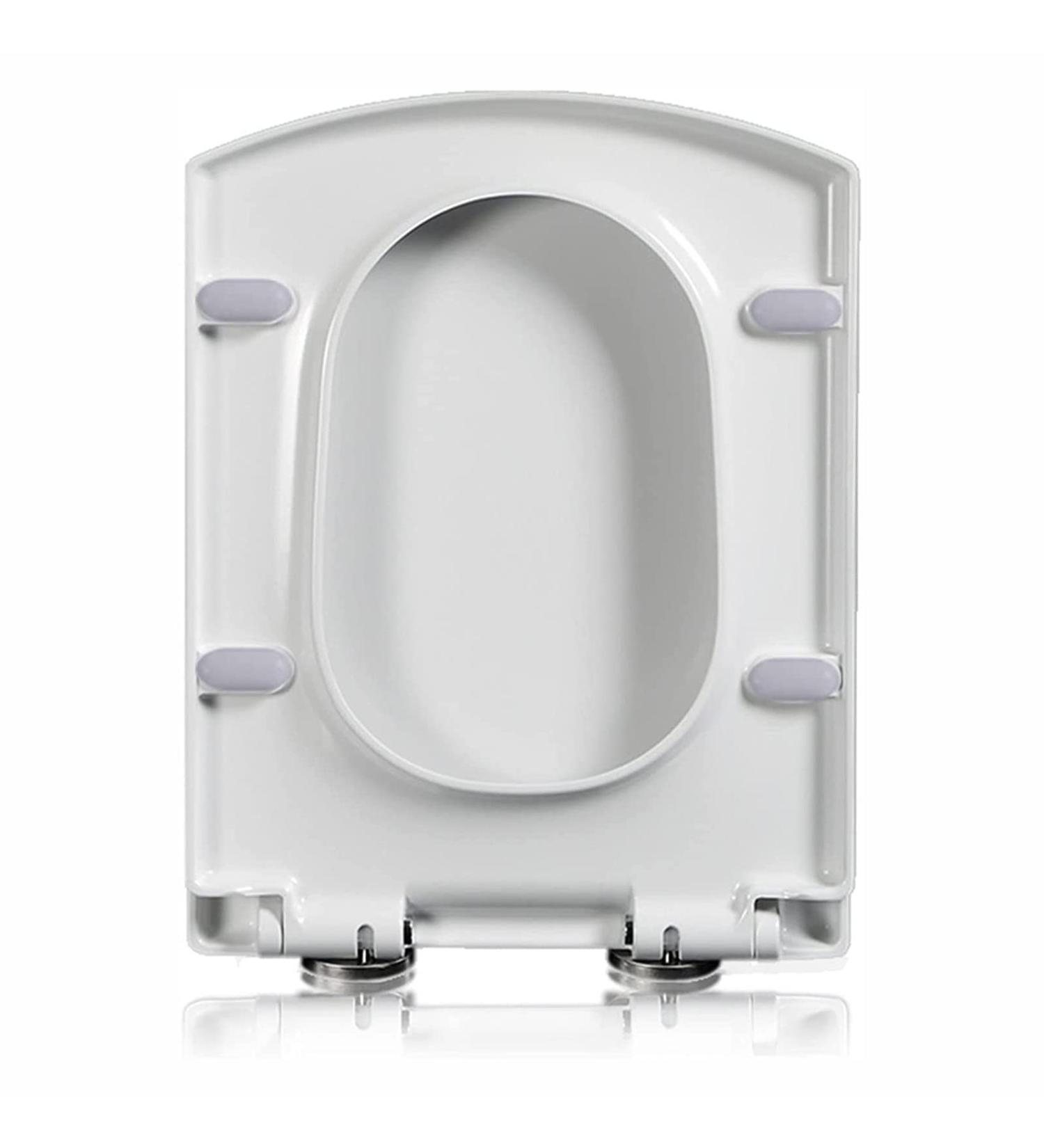 Square Toilet Seat Soft Close with Easy Quick Release Top Fix Adjustable Hinges Easy Installation White 34.5 43CM (13.58"X16.92") 03B Little Surprise 03A - Buy Online on GoSupps.com