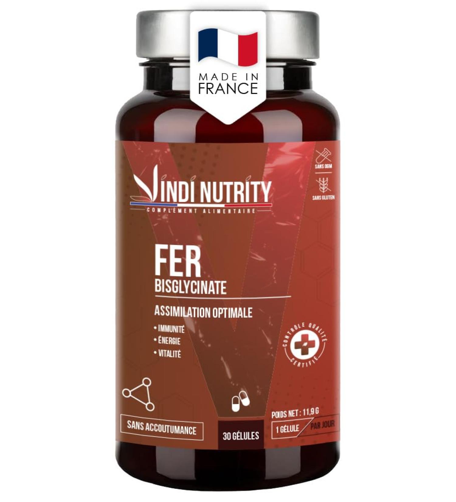 Fer Bisglycinate Assimilation Optimale Immunit nergie & Vitalit 30 G lules VINDI NUTRITY Fabriqu en France - Buy Online on GoSupps.com