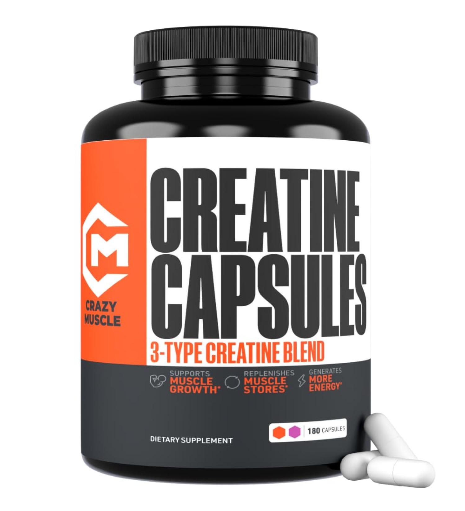 Creatine Capsules 5g Premium 3X ThreeAtine Pre Workout Bulk Muscle Mass Gainer High Absorption Easy to Take Creatine Monohydrate Pills Alternative Optimum Performance for Men Women 180 Capsules - Buy Online on GoSupps.com