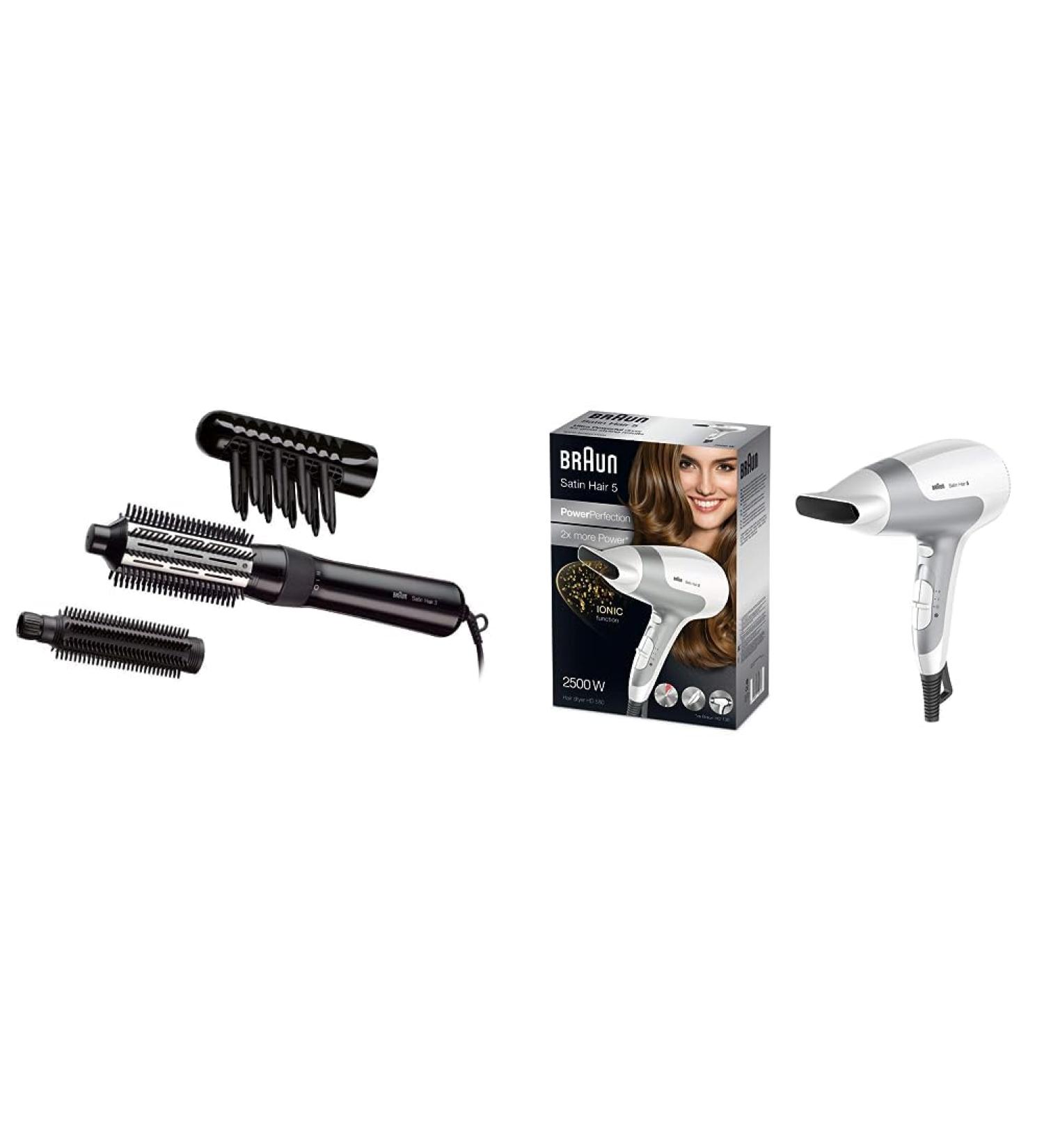Buy Brown Satin Hair 3 Curl Brush & Satin Hair 5 Power Perfection Hair Dryer Bundle | Professional IONTEC Hair Care | Fast International Shipping - Buy Online on GoSupps.com