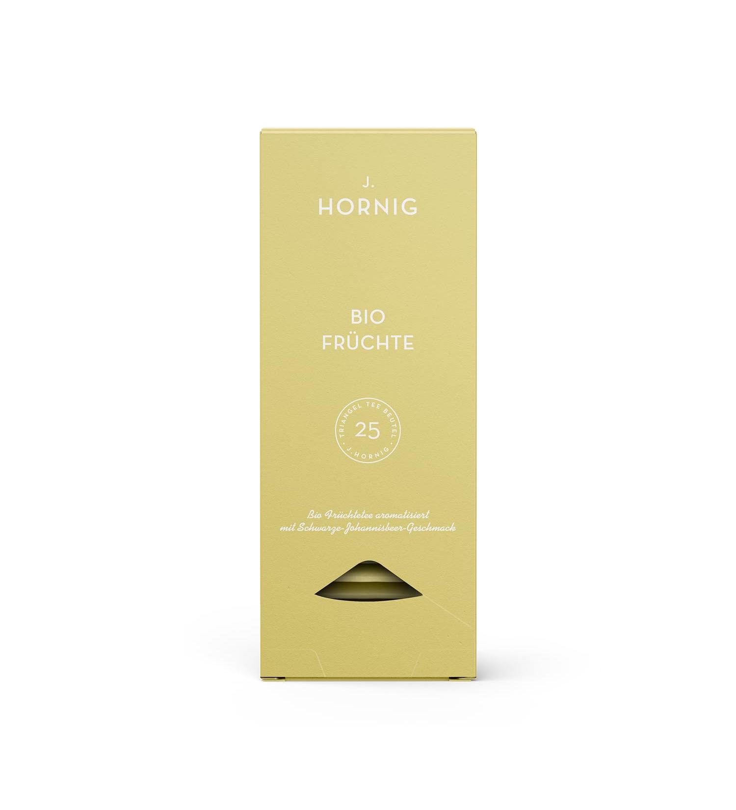 J. Hornig Bio Fruit Tea - Premium Pyramid Bags Fruity Taste Organic Certified - 25 Biodegradable Tea Bags for International Shipping - Buy Online on GoSupps.com