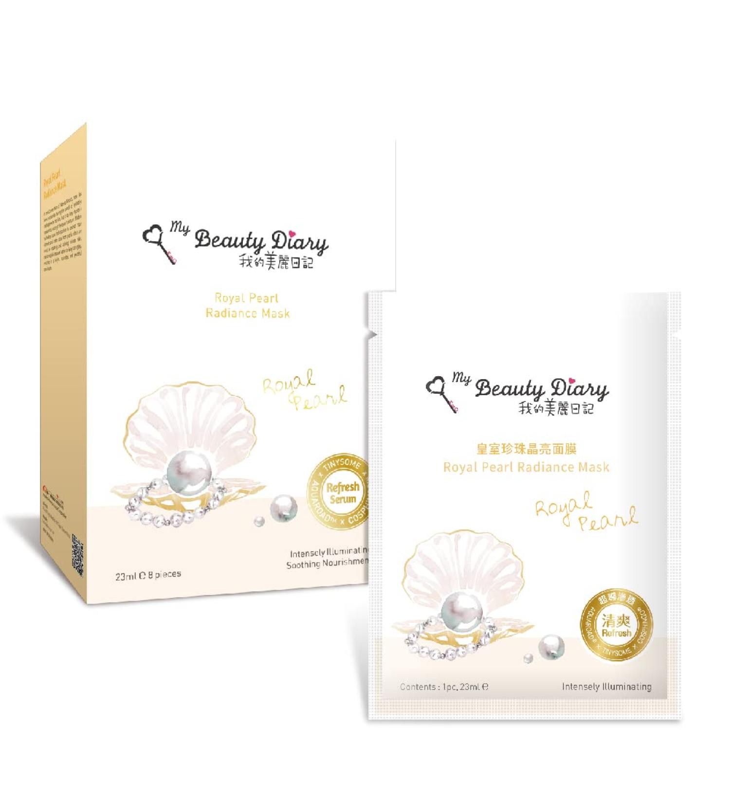 Royal Pearl Radiance Facial Mask - Hydrating & Brightening Collagen Essence Sheet Mask (8 Pack) - For Normal & Dull Skin - Buy Online on GoSupps.com