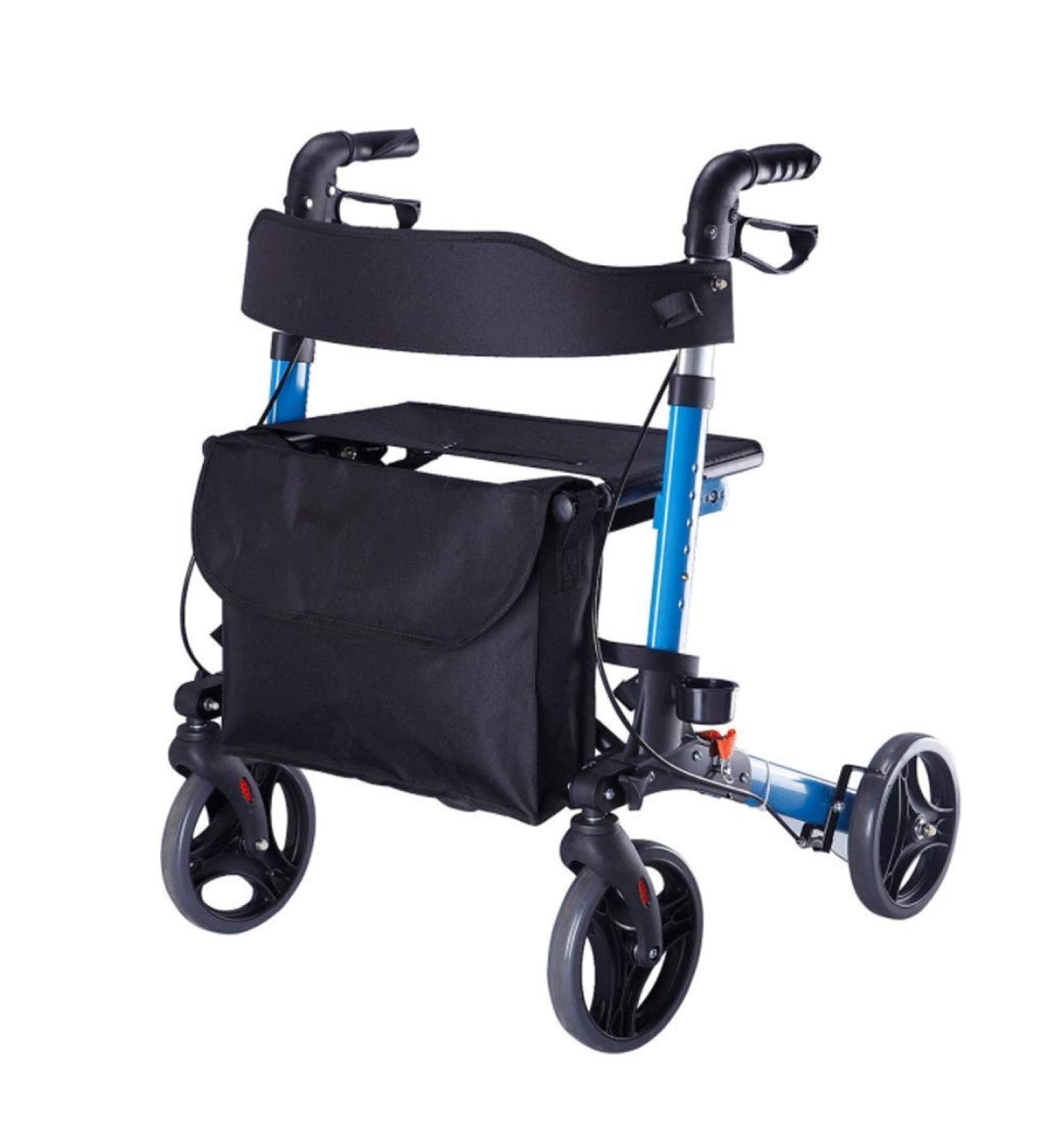 Walker with Seat Elderly Aluminum Travel Portable Belt Wheel Seat/Sitting Walker Four Wheel Shopping Cart Folding Interesting - Buy Online on GoSupps.com