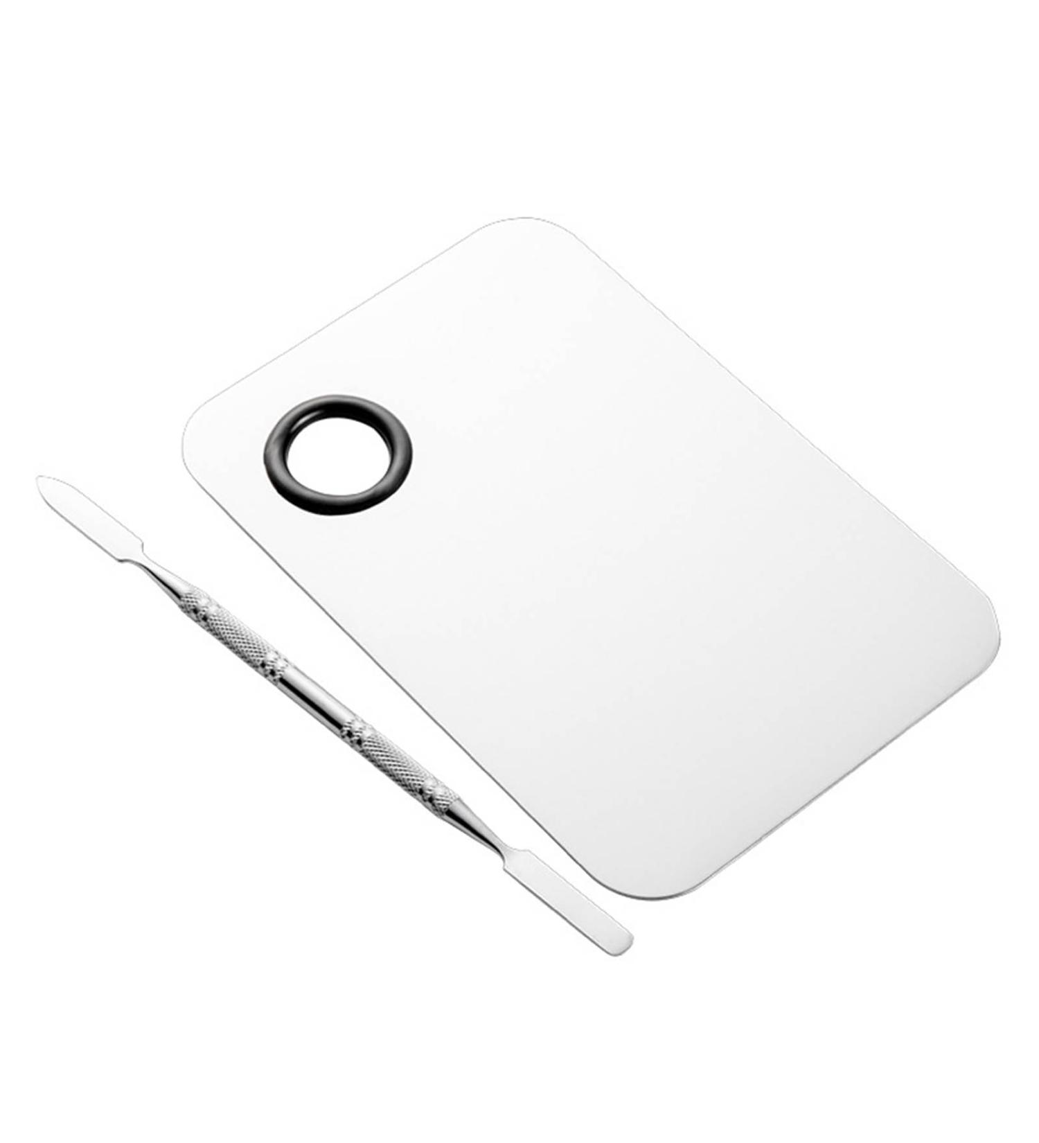 Buy Stainless Steel Makeup Mixing Palette | Cosmetic Artist Mixing Palette & Spatula for Nail Art & Eyeshadow - International Shipping Available - Buy Online on GoSupps.com