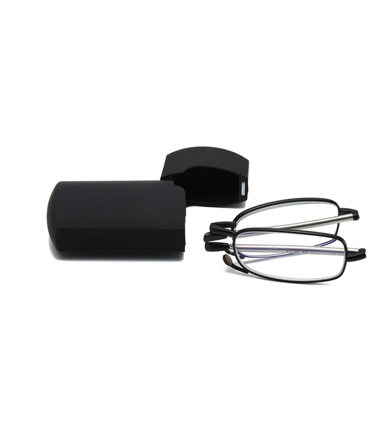 Hubeye Stainless Steel Foldable Reading Glasses - Anti-Blue Light Aid for Men & Women - 2.00 Dioptries with Hard Shell Case - Buy Online on GoSupps.com