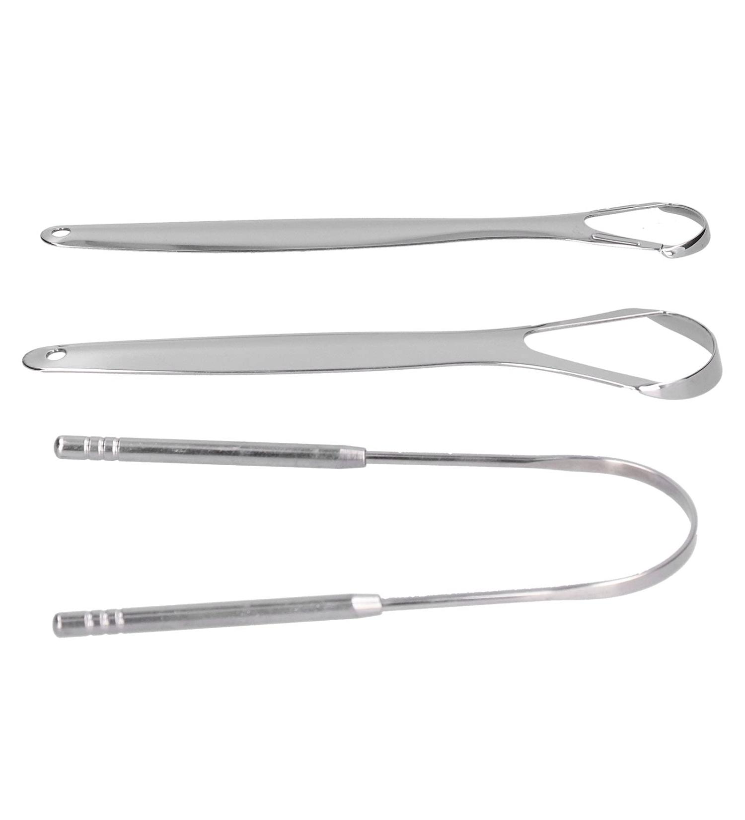 3PC Stainless Steel Tongue Scraper Set | Ergonomic Handle Tongue Cleaner for Better Oral Care & Improved Taste - Buy Online on GoSupps.com