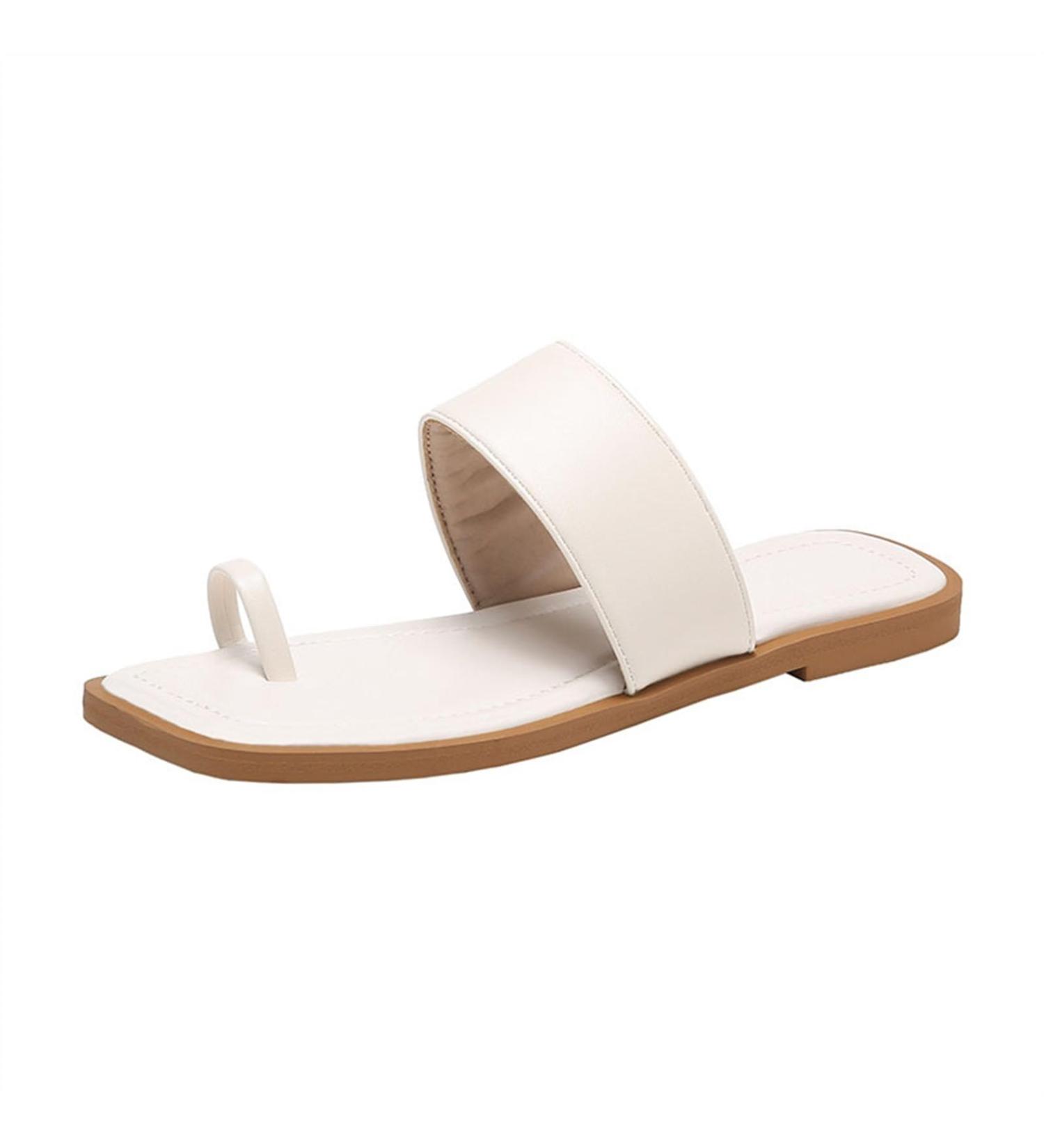 Women s Thong Sandals - Summer Comfort Slip-On Flat Bunion Shoes for Flat Feet & Plantar Fasciitis - Square Head Open Toe Casual Beach Sandals in White - Buy Online on GoSupps.com