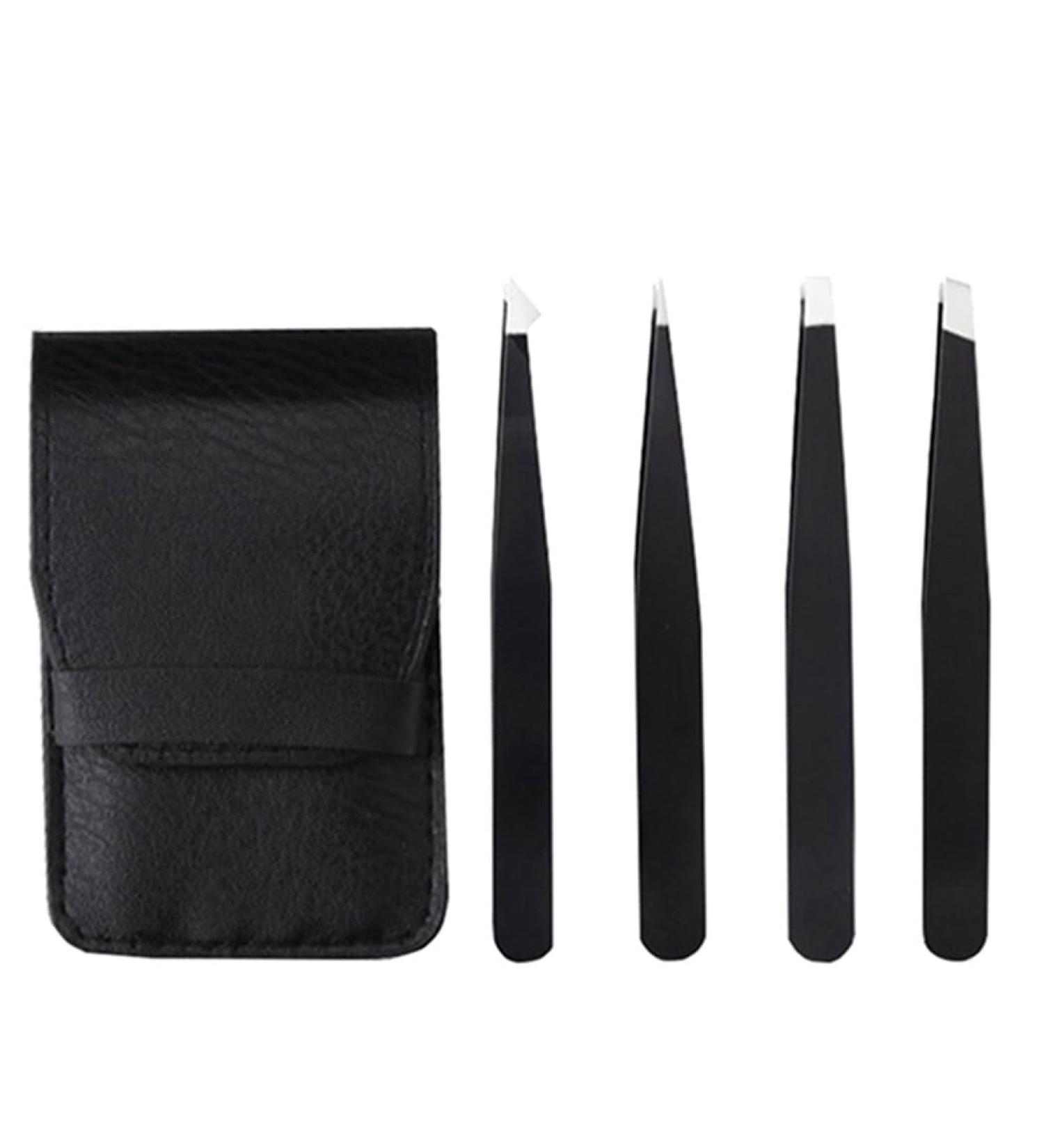 Mini Stainless Steel Eyebrow Trimming Set 4 Pair of Professional Reusable Eyebrow Tools Eyebrow Tweezers Kit - Buy Online on GoSupps.com