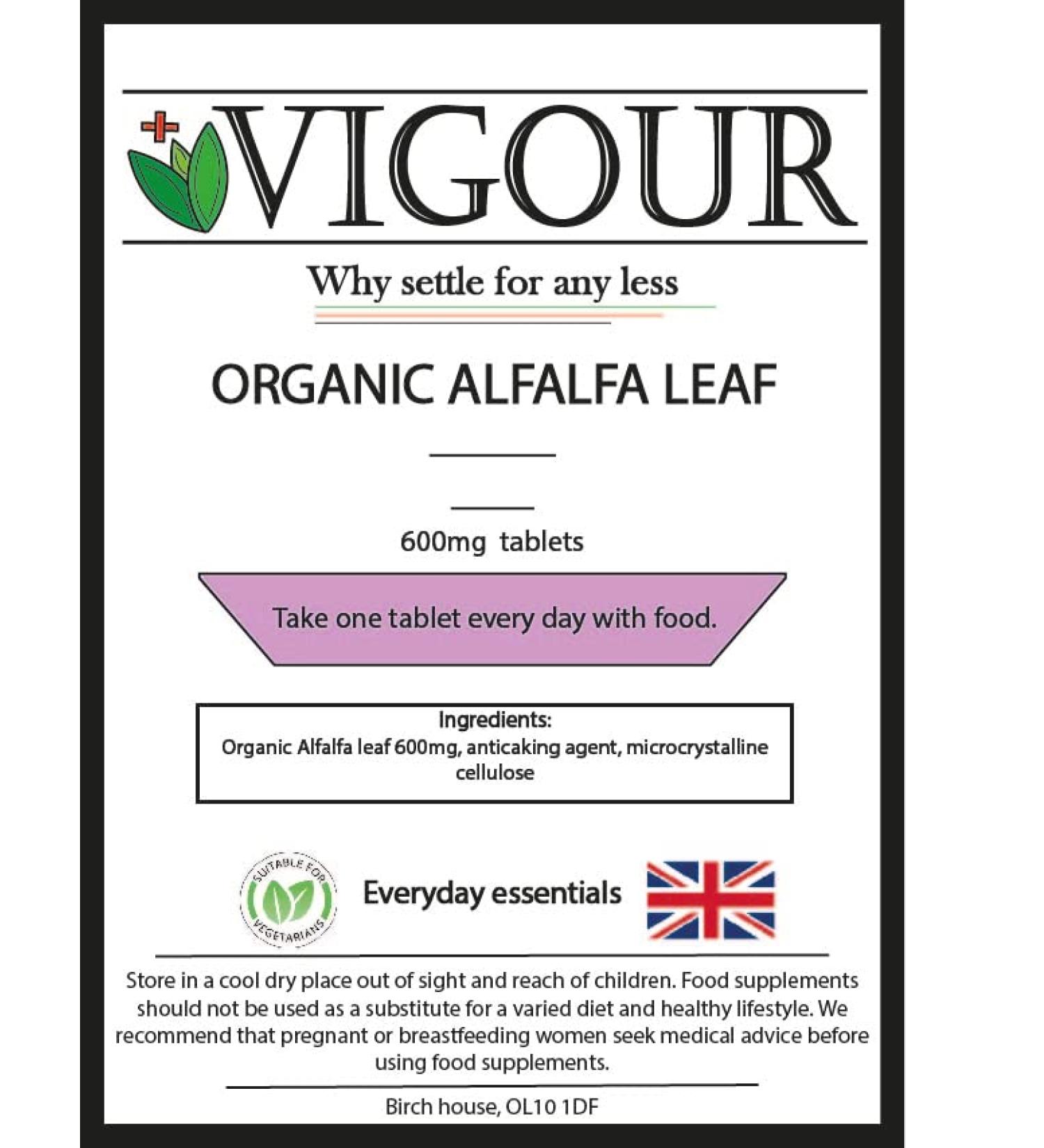 Organic Alfalfa Leaf - 360 High Strength 600mg Tablets