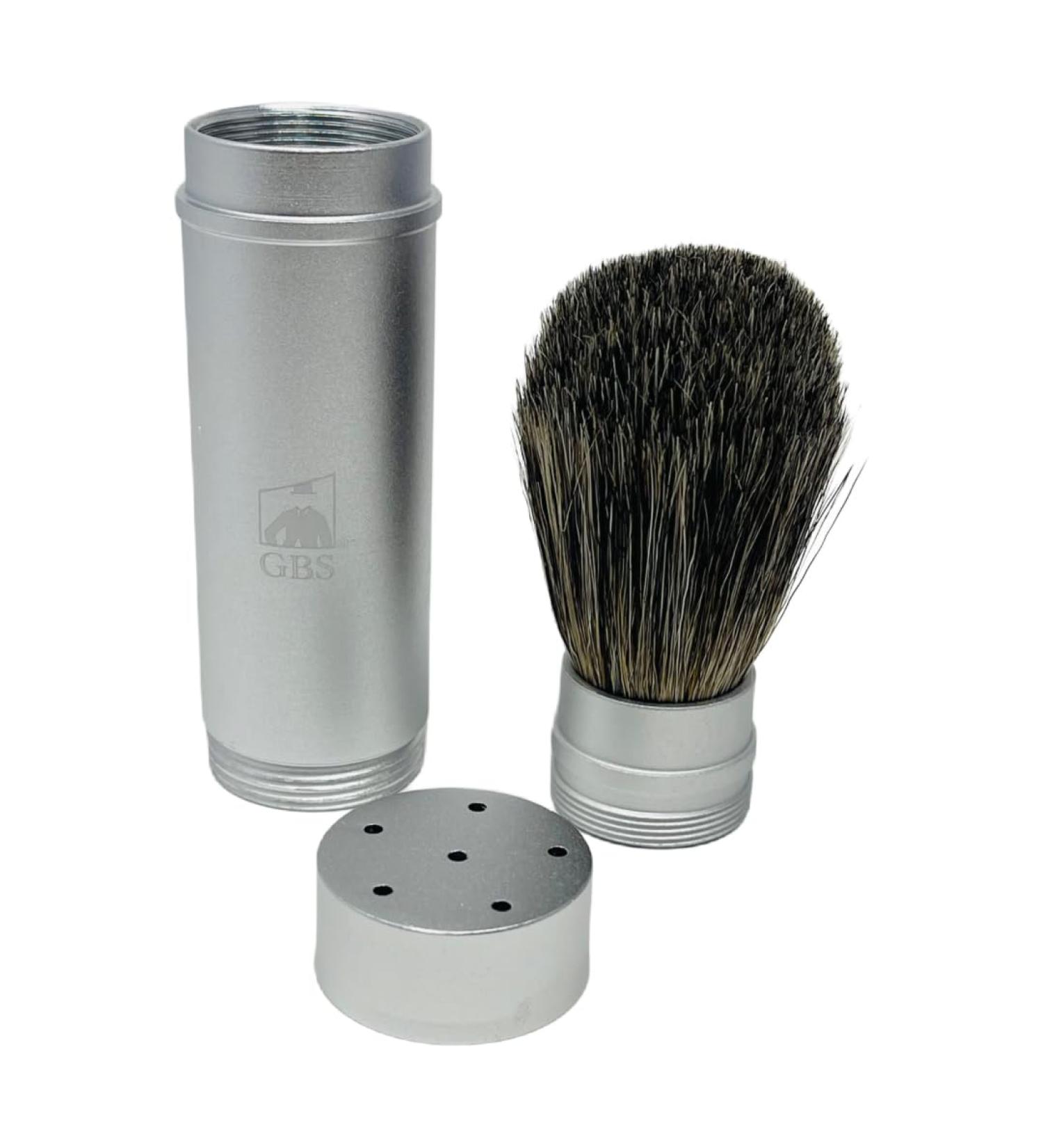 Buy G.B.S 5.5in Silver Metal Canister Badger Hair Shaving Brush - Travel Friendly Men s Shaving Essential International Shipping - Buy Online on GoSupps.com