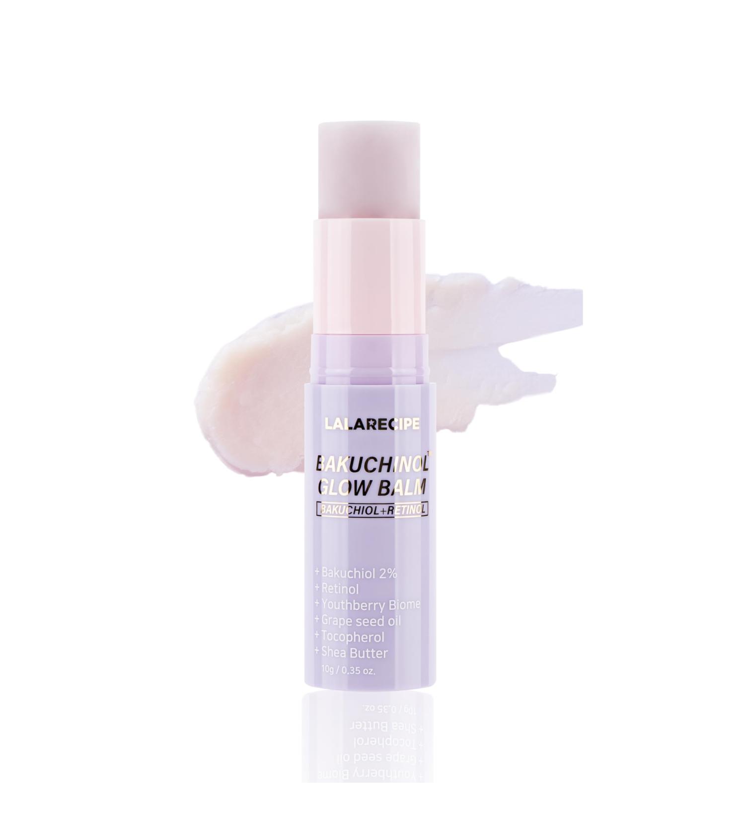 LALARECIPE Bakuchiol Glow Balm Wrinkle Care Moisturizer Stick with Bakuchiol, Retinol Liposome & Shea Butter Refillable Vegan Anti-Aging Korean Skincare for Radiance & Hydration (10g) - Buy Online on GoSupps.com