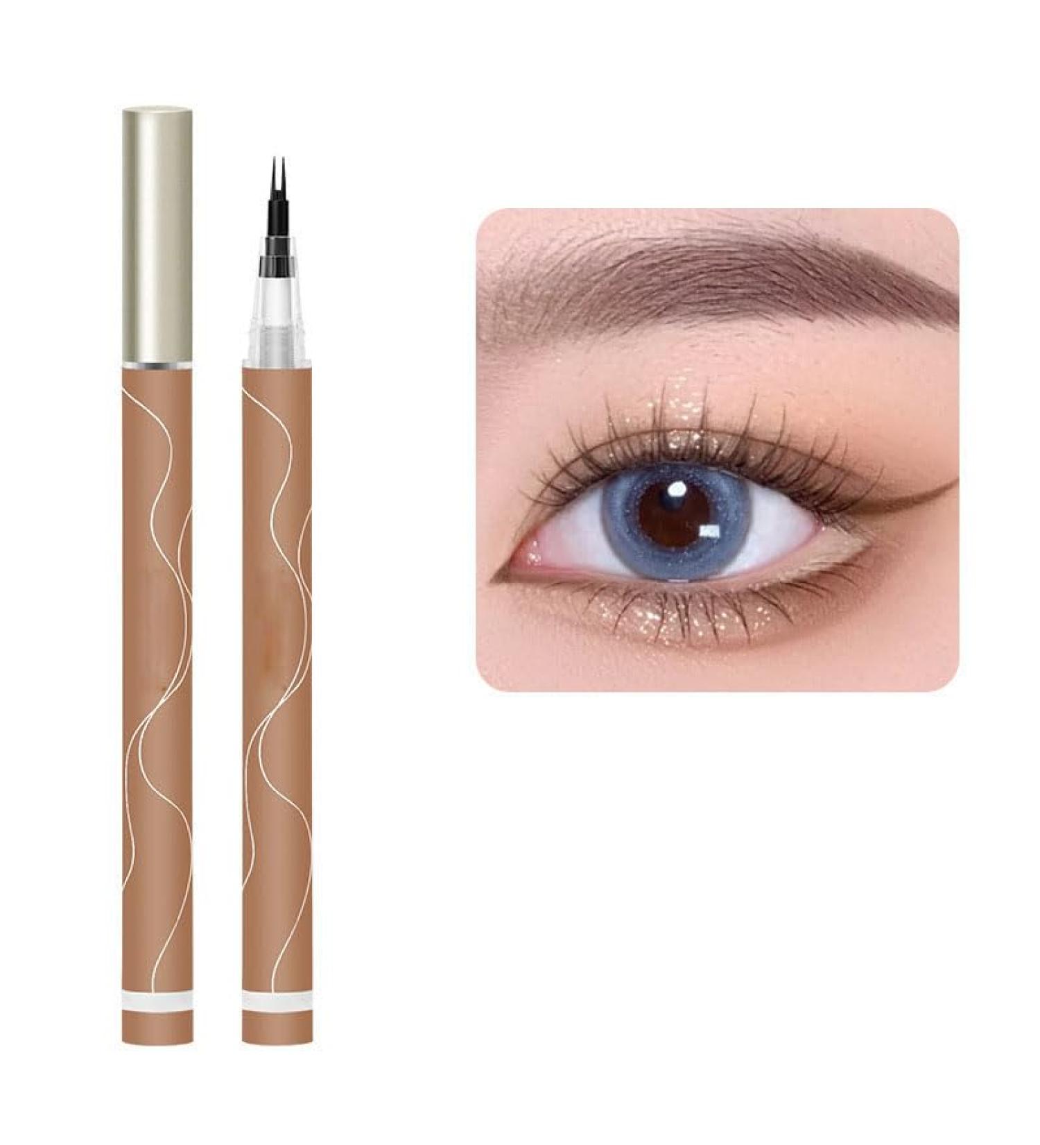 Upgraded 3D Waterproof Eyelash Pen Eyeliner Gray Brown Long Lasting Sweat Proof Quick-Drying Split Fork Lying Silkworm Mascara Pen Used for natural makeup (Light Brown) - Buy Online on GoSupps.com