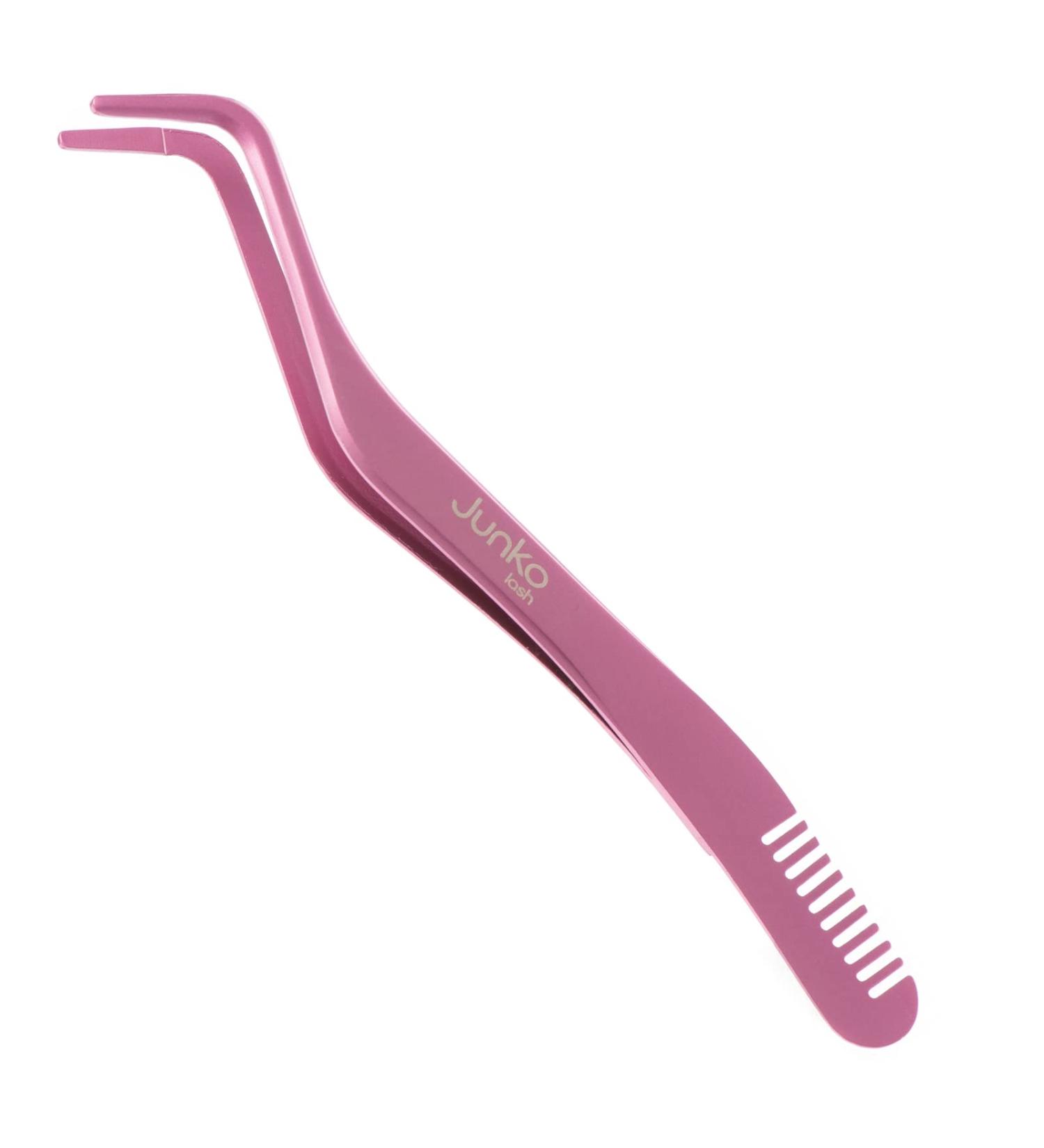 Clusters DIY Lash Tweezers Eyelash Applicator 2 in 1 Lash Tweezers Strip Lashes Double Ended Eyelash Tool with Built in Lash Comb for Precise Lash Application Curved Eyelash Nipper(Pearl Pink) - Buy Online on GoSupps.com