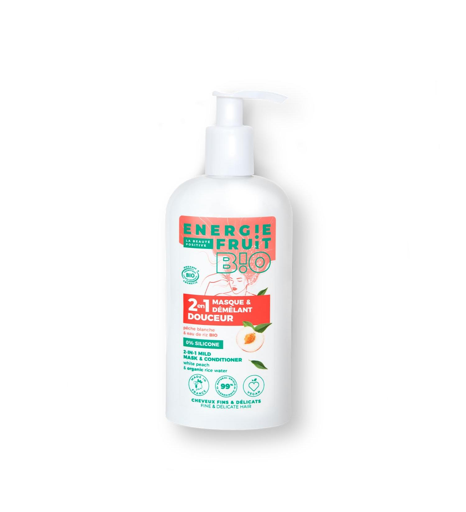 ENERGIE FRUIT | Mask + Conditioner | Organic Peach & Rice Water | Fine Hair | Vegan | 300 ml - Buy Online on GoSupps.com