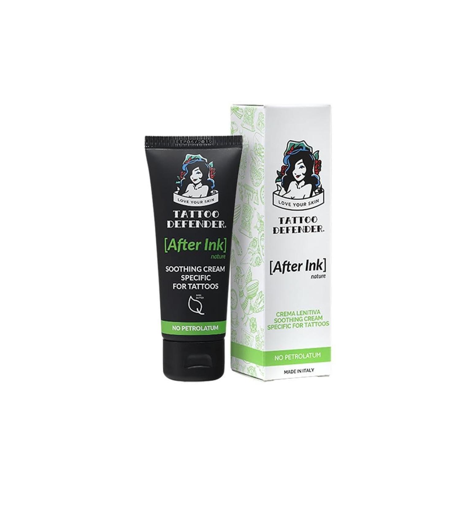 Tattoo Defender - After Ink Nature 50 ML - Cr me Apaisante - pour La Cicatrisation des Nouveaux Tatouages - avec Acide Hyaluronique Et Beurre De Karit - sans Vaseline - Test Dermatologiquement - Buy Online on GoSupps.com