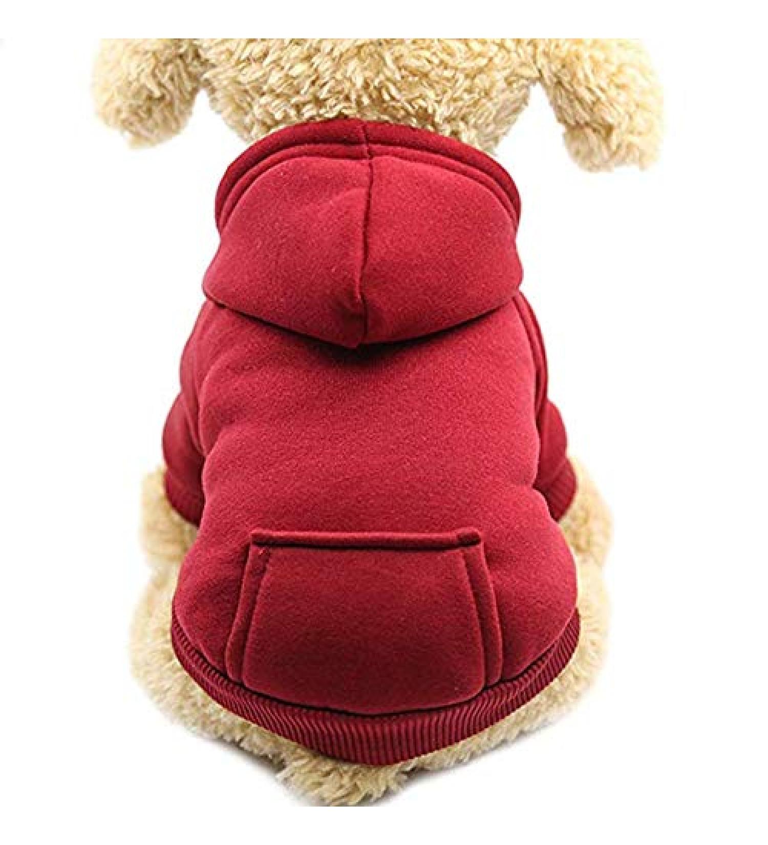 Idepet Dog Hoodie - Warm Cotton Dog Coat for Small & Medium Dogs Puppies Teddy Chihuahua | Red - Buy Online on GoSupps.com