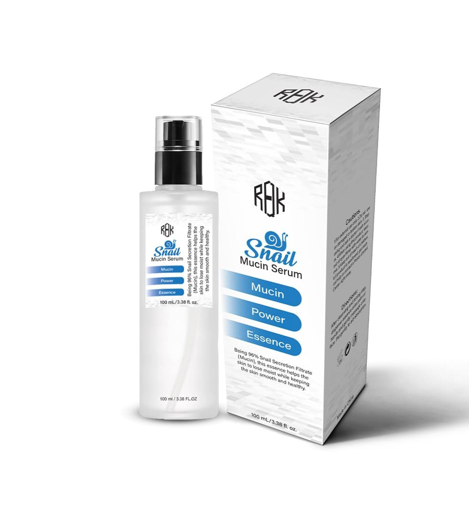 RAQK Snail Mucin Serum 100ml - 96% Snail Secretion Filtrate for Smooth Healthy Skin - Mucin Power Essence for Face Dull Skin & Fine Lines Korean Skincare - Buy Online on GoSupps.com