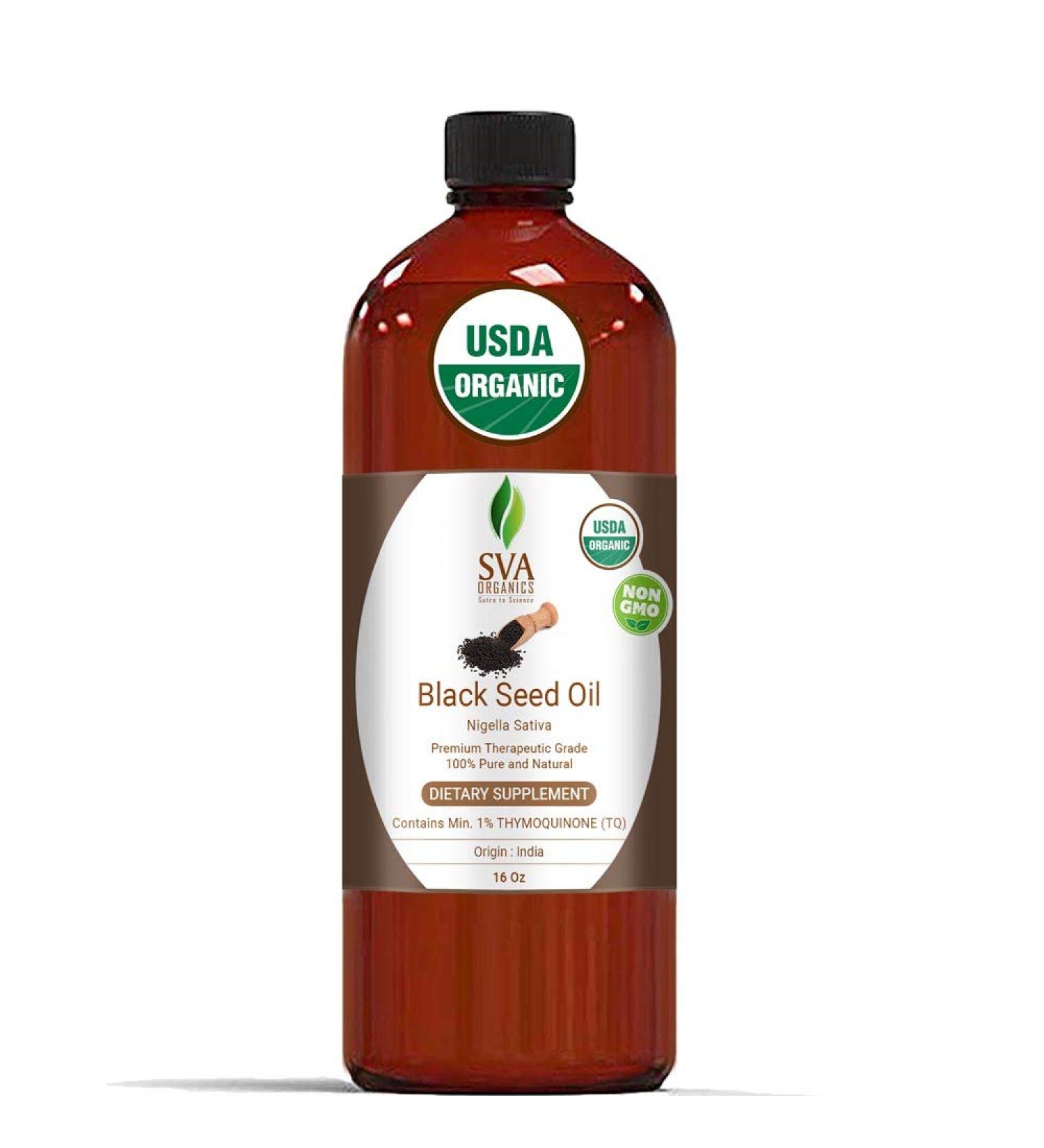 USDA Certified Organic Black Seed Carrier Oil (16 Oz) | 100% Pure & Natural | Premium Therapeutic Grade | Cold Pressed & Unrefined | Ideal for Skin & Hair - Buy Online on GoSupps.com