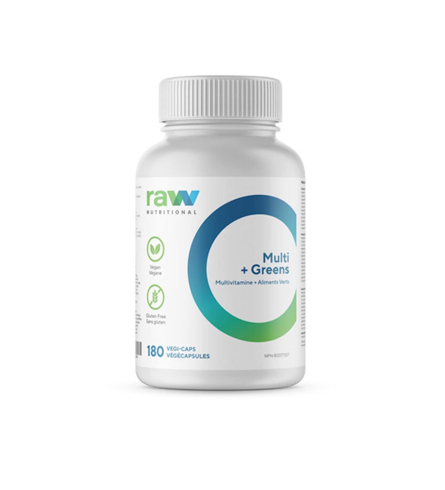 Raw Nutritional Multi + Greens Capsules | Vegan & Gluten Free | Multivitamin + Greens | Multivitamin With Greens Fruits and Botanicals | 180 Veggie-Capsules - Buy Online on GoSupps.com