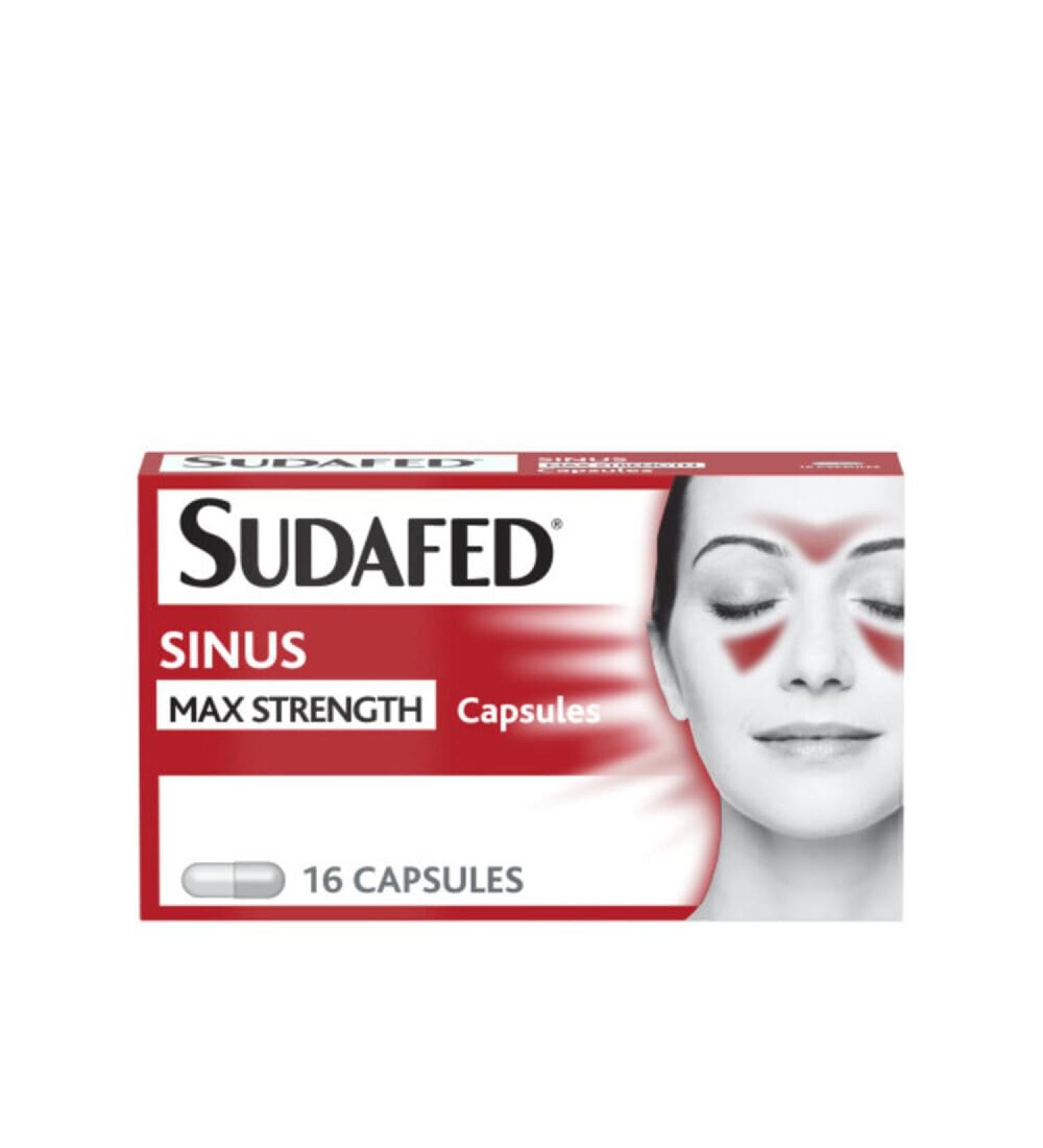 Sudafed Sinus Max Strength Capsules Relieves Sinus Pressure and Pain Relieves symptoms of Blocked Nose Headache Fever Aches and Pain pack of 16 - Buy Online on GoSupps.com