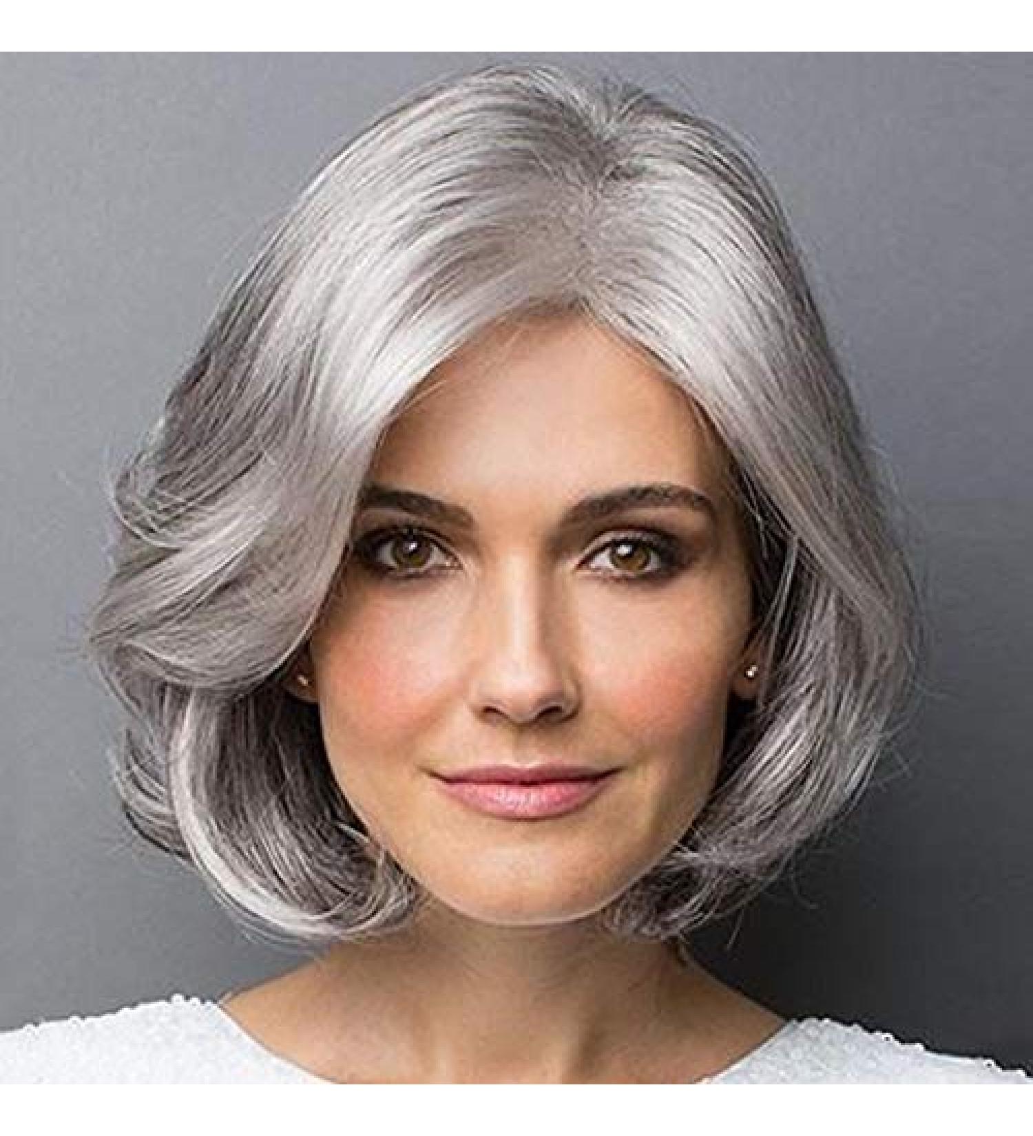 Natural Gray Short Curly Wig for Older Women | Adjustable & Comfortable Daily Wear - Buy Online on GoSupps.com