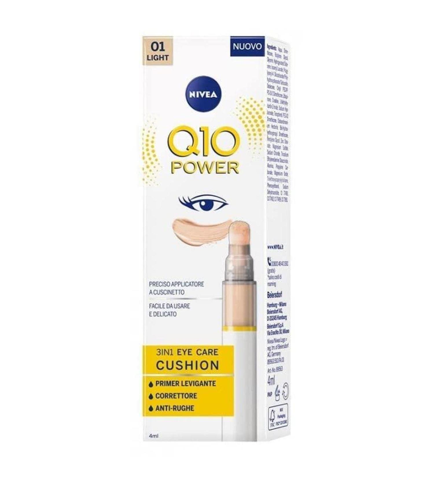 Nivea Q10 Power 3in1 Eye Cashion 01 Light 4 ml eye cream colorful and moisturizing anti-aging eye primer with coenzyme Q10 concealer dark circles smoothing