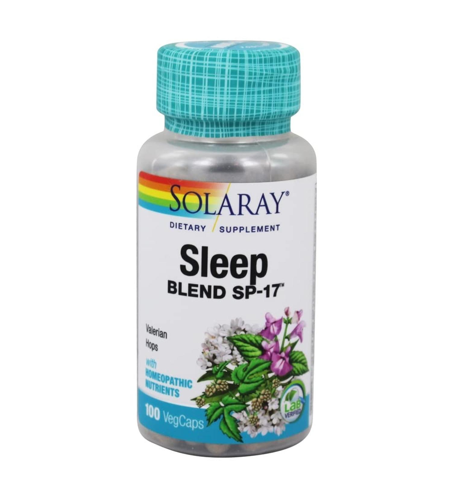 Solaray Sleep Blend SP-17 - 100 VegCaps for Restful Sleep & Relaxation - Buy Online on GoSupps.com