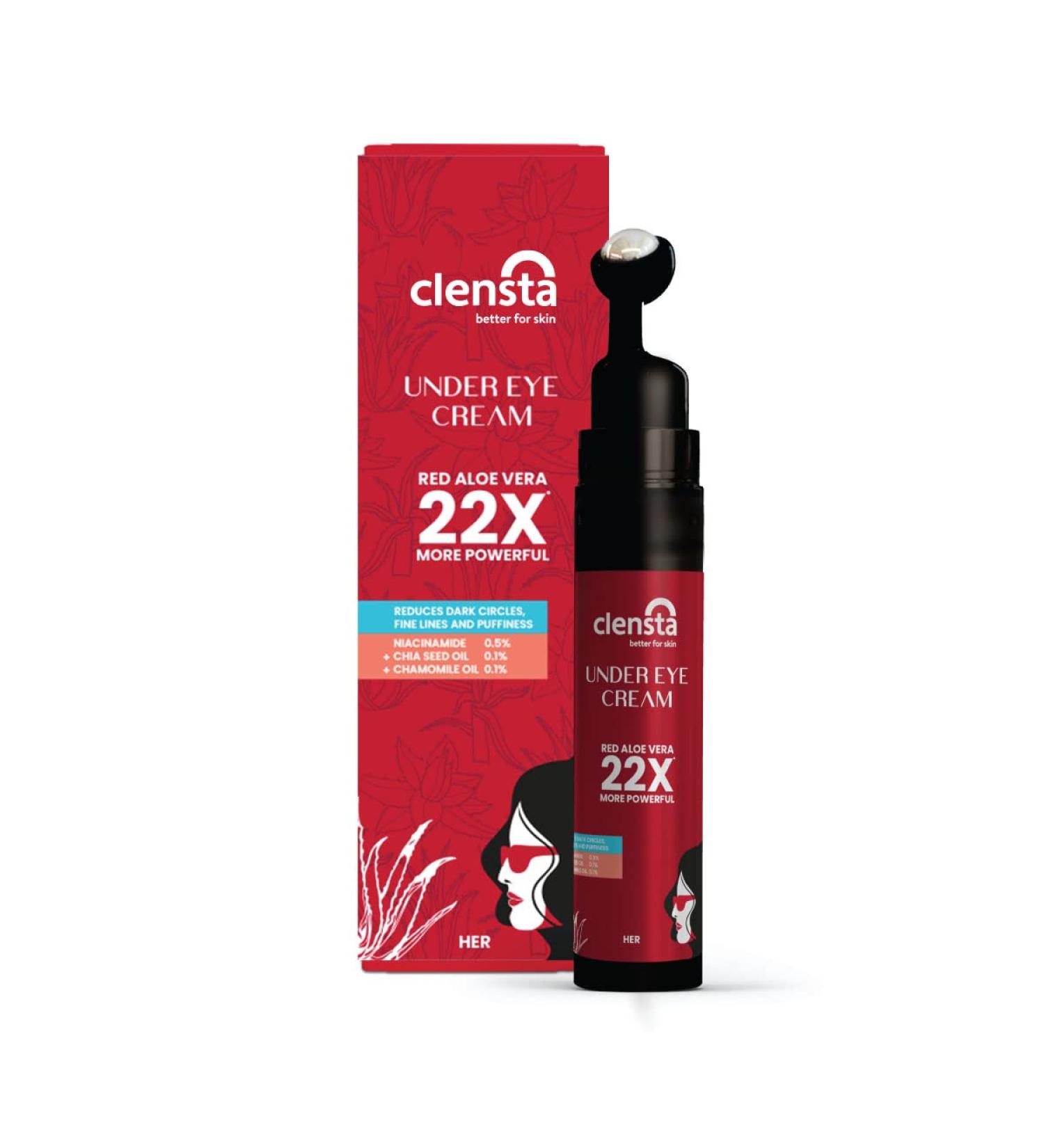 Clensta Aloe Vera Under Eye Cream - Dark Circle & Puffiness Relief 0.53 Oz | Anti-Aging Eye Roll-On with Red Aloe Vera - Shop Internationally - Buy Online on GoSupps.com