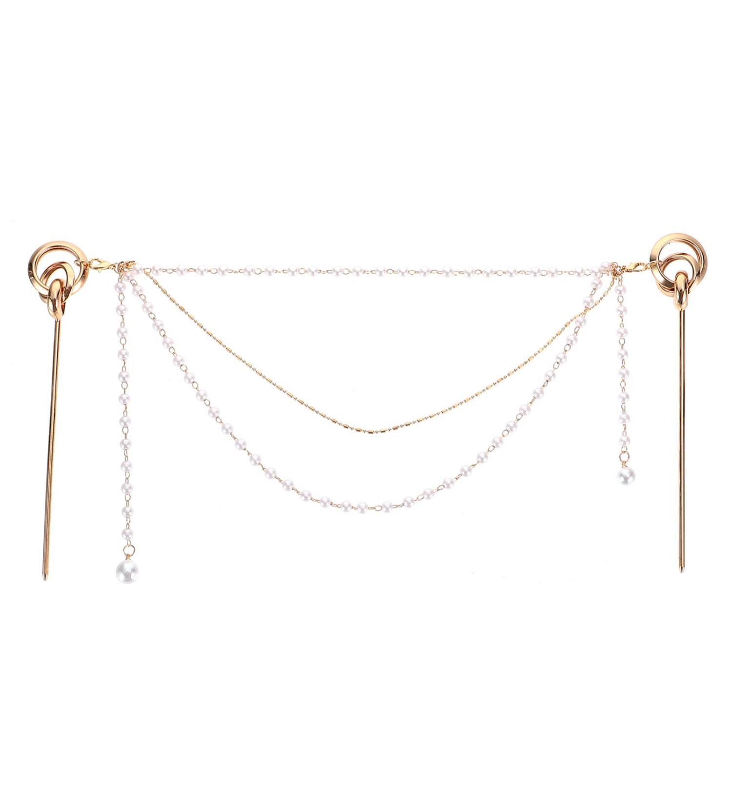 Lurrose Japanese Pearl Tassel Hairpin - Gold Chinese Hair Stick (1 Piece) | International Shipping Available - Buy Online on GoSupps.com