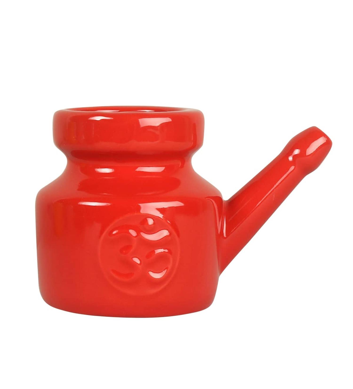 yuoseg 350Ml Ceramic Neti Pot Nose Cleaning Pot Leakproof Spout Pot for Nasal Rinsing Nose Washing Men Women Red - Buy Online on GoSupps.com