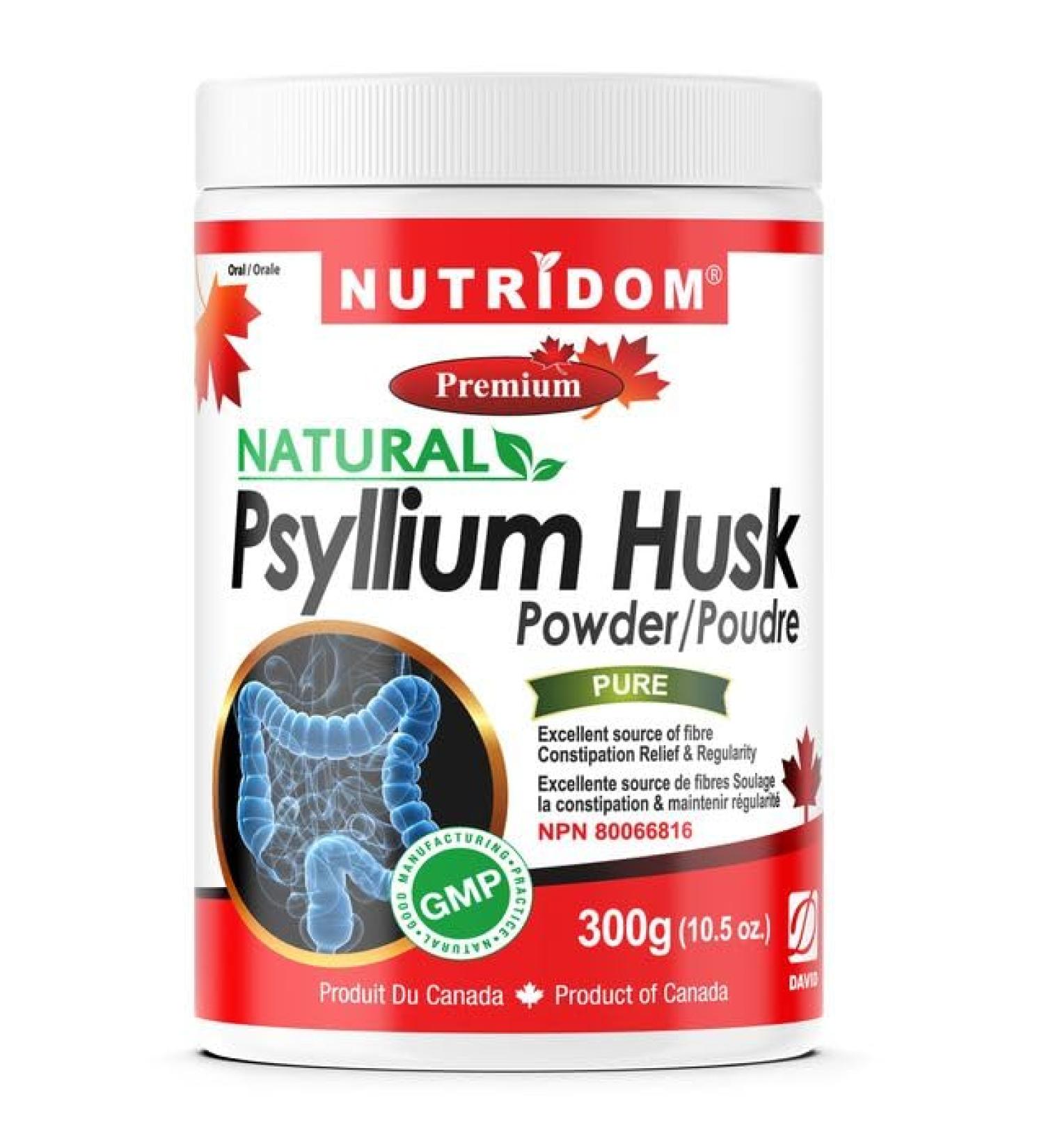 Nutridom Psyllium Husk Powder 300g Finely Ground Pure Soluble Fibre Supplement Non-GMO No Additives Keto Friendly Gluten free Dairy free and Soy free - Buy Online on GoSupps.com