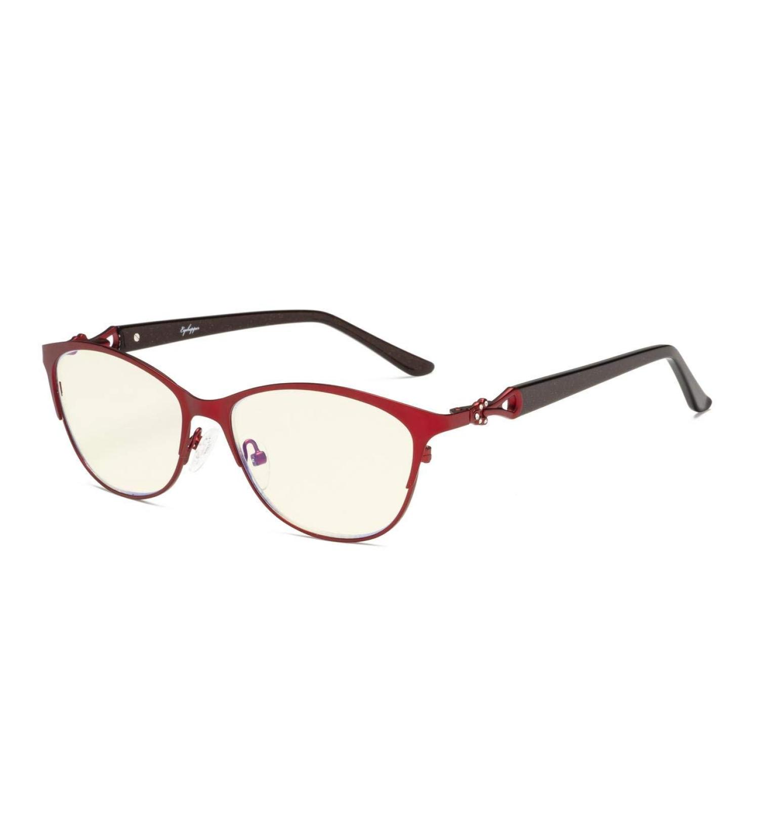 Eyekepper Blue Light Filtering Computer Reading Glasses for Women - Stylish Red Cateye Oval Design +0.50 Magnification - Buy Online on GoSupps.com