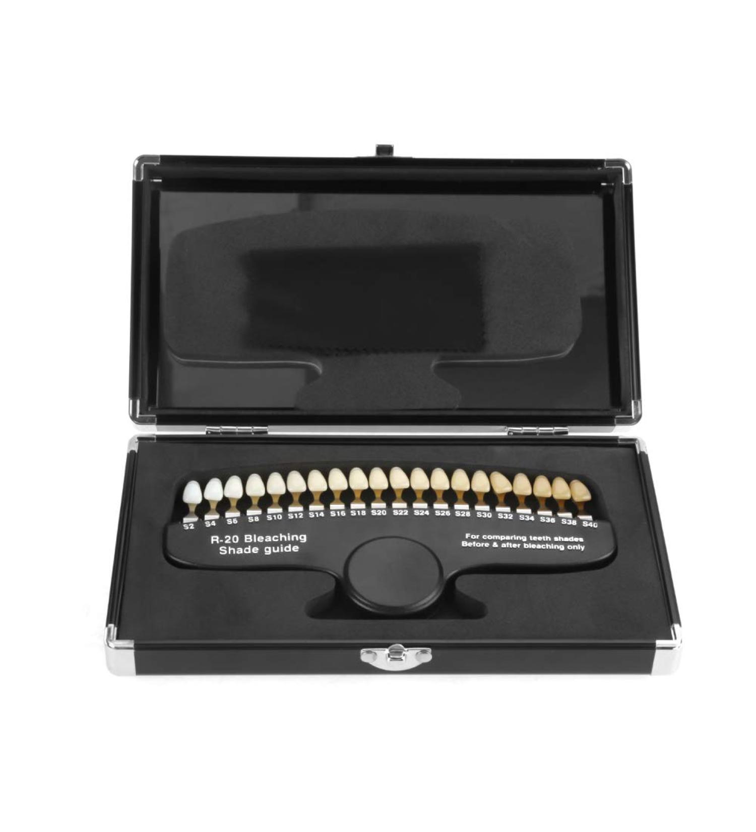 Tooth Whitening Shade Guide - 20 Colors with Engraved Numbering in Portable Aluminum Case for Before & After Bleaching - International Shipping - Buy Online on GoSupps.com