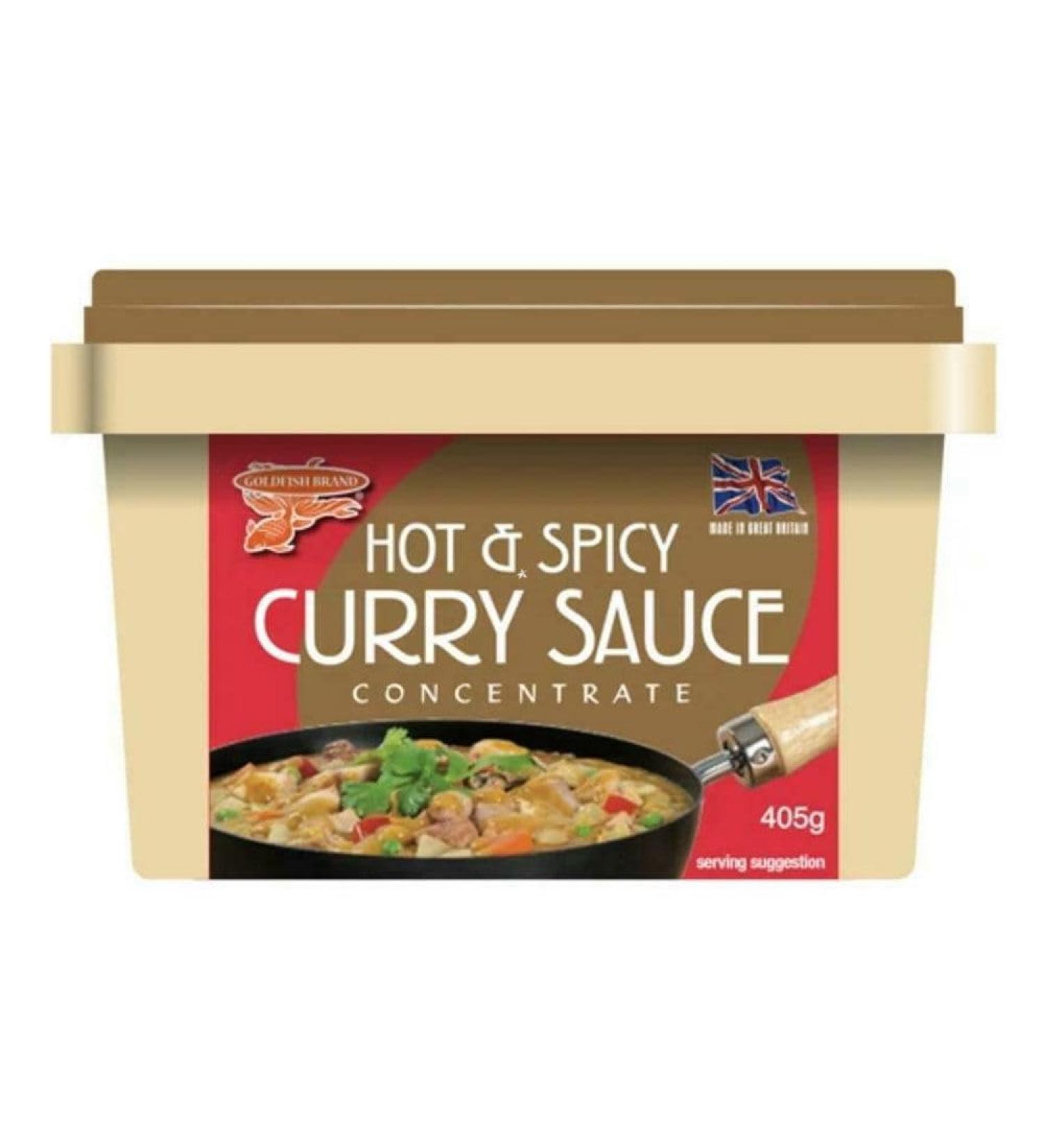 Goldfish Hot & Spicy Curry Sauce Concentrate 405g VEGETARIAN (Pack of 4) - Buy Online on GoSupps.com