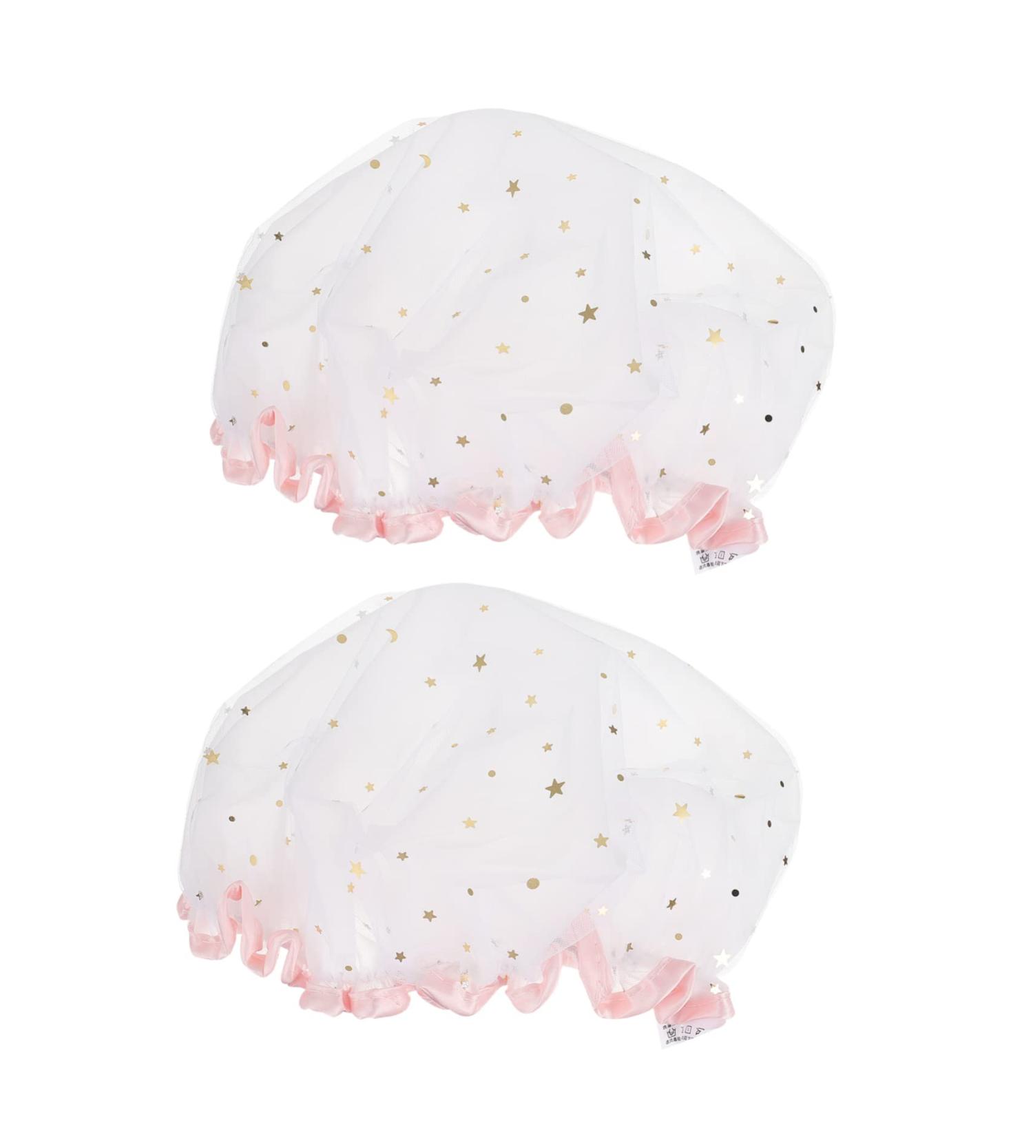 FOMIYES 2pcs Satin Hair Bonnet Shower Caps for Women - White | Hair Scarves for Women | Bath Hats 27X25X2CM - Buy Online on GoSupps.com