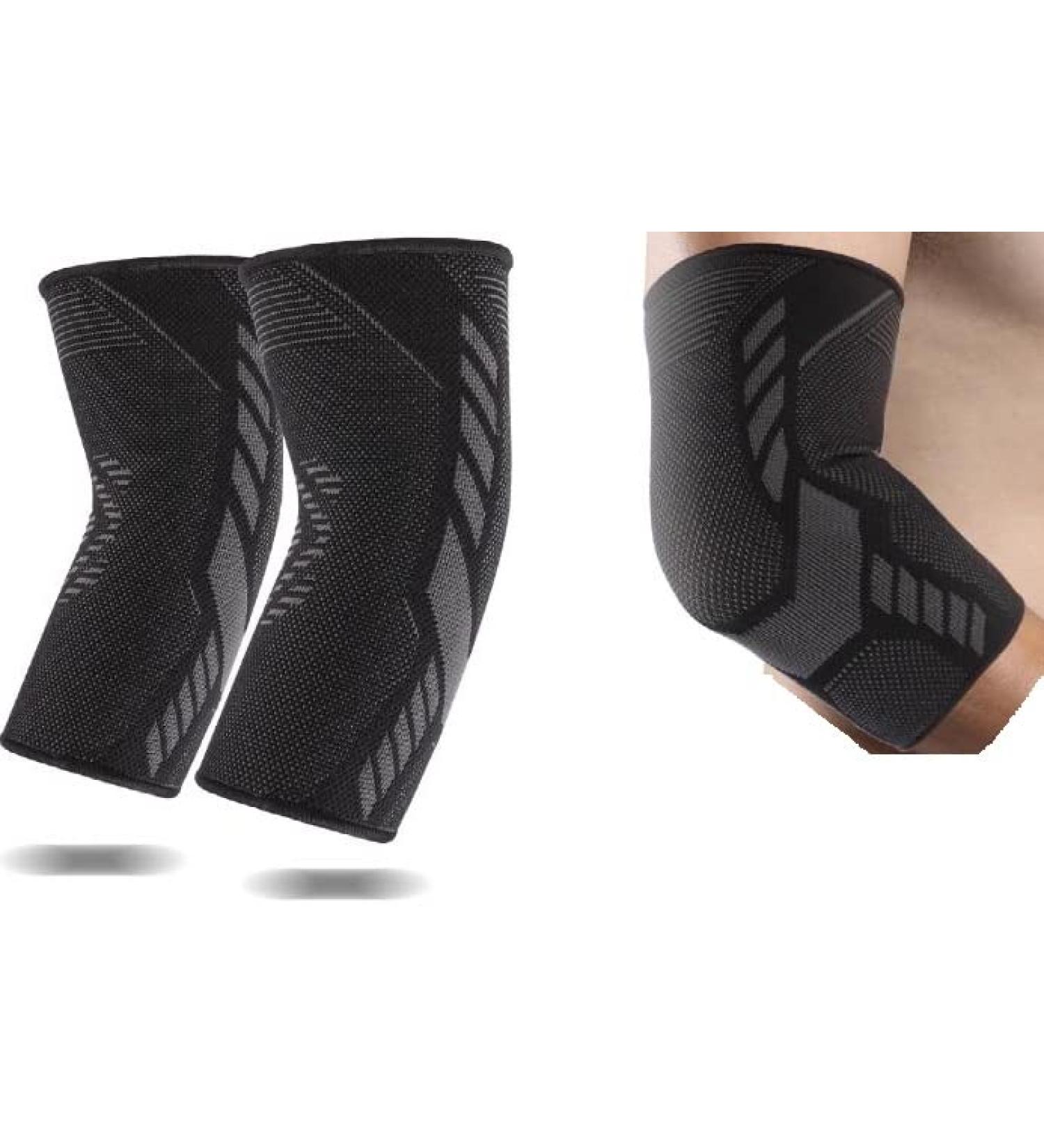 Elbow Compression Sleeve for Workout Tennis Golfer & Weightlifting Size Small & Medium 1Pair Small Black & Strike