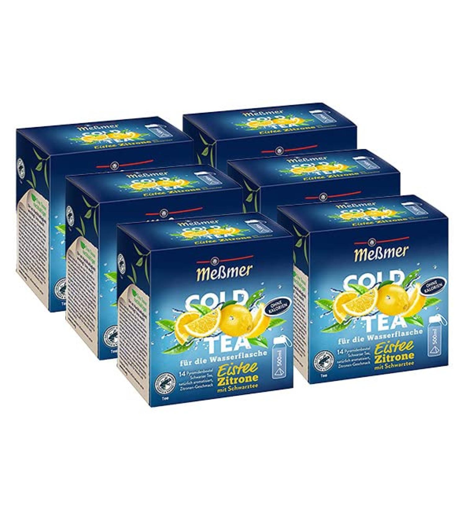 Meßmer Cold Tea Iced Tea Lemon 6-pack | Summer tea | Cold infusion | 6 x 14 pyramid bags
