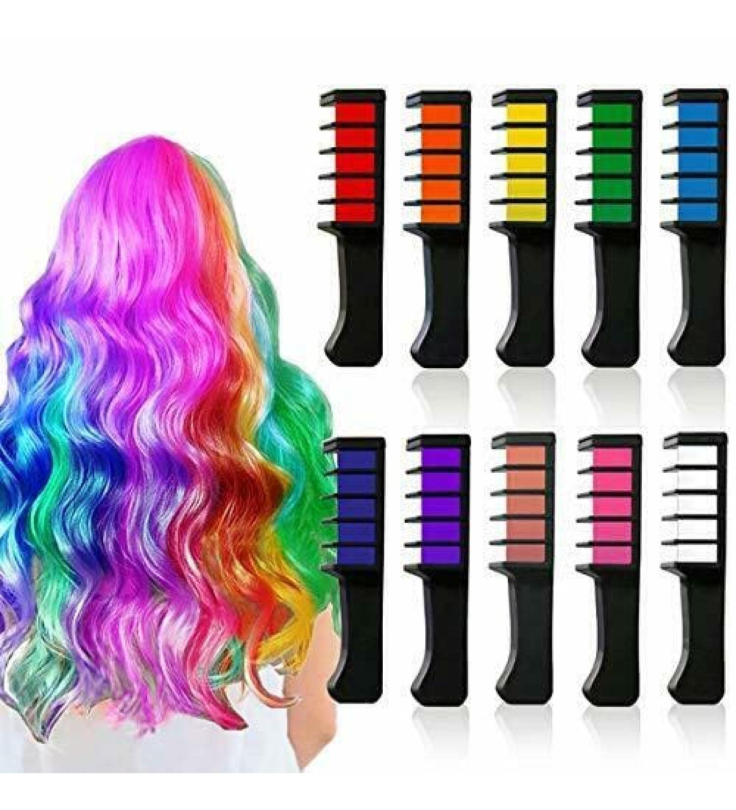 10pcs Temporary Hair Chalk Hair Color Comb Washable Hair Dye Salon Party Set -HnQ - Buy Online on GoSupps.com