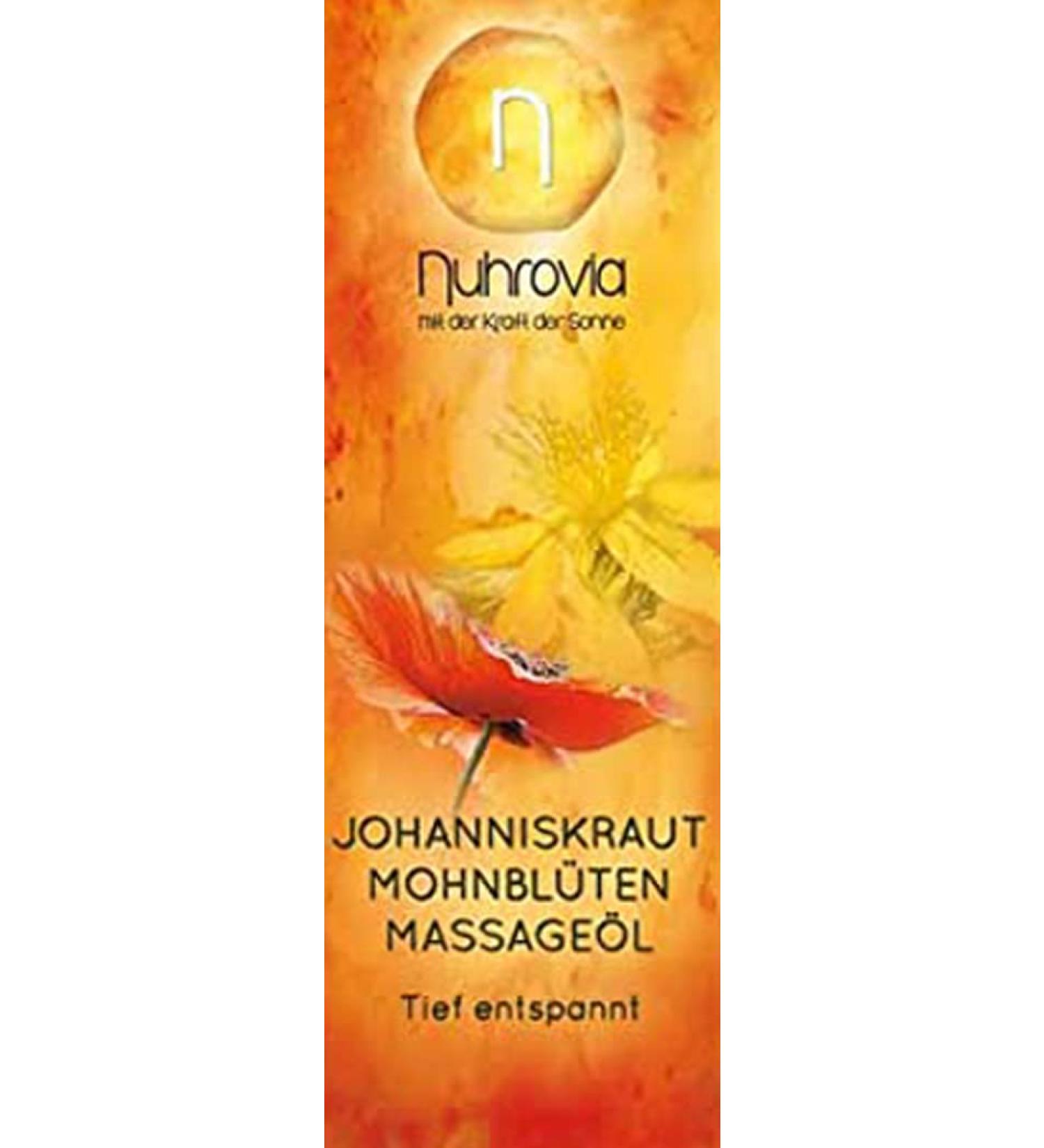 Nuhrovia St. John's Wort Poppy Flower Massage Oil vegan 140h sun exposure (1 x 50 ml)