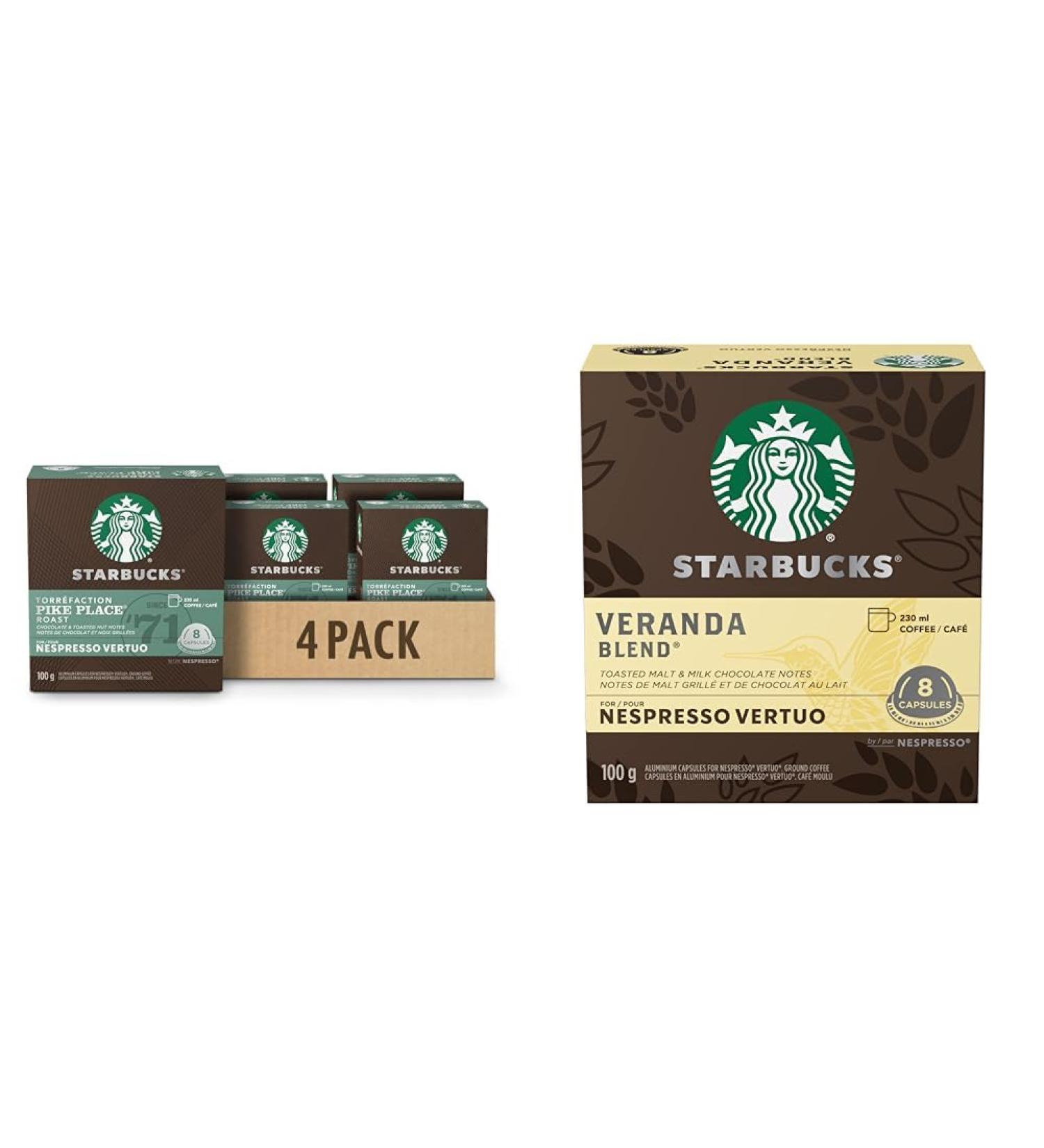Starbucks By Nespresso Pike Place Roast Coffee Pods Medium Roast Nespresso Vertuo Line & by Nespresso Veranda Blend Blonde Roast Coffee Pods Nespresso Vertuo Line Coffee+Blonde Roast Coffee Pods - Buy Online on GoSupps.com