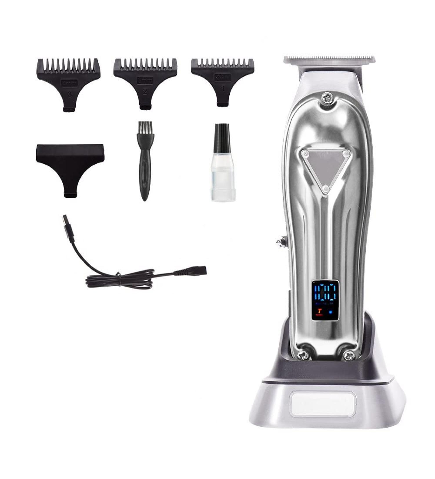 Hair Clippers for Men Full Metal Body Retro Oil Head Electric Clippers Professional Hair Salon Hair Clipper LCD Digital Display Clippers (Color : Silver) - Buy Online on GoSupps.com