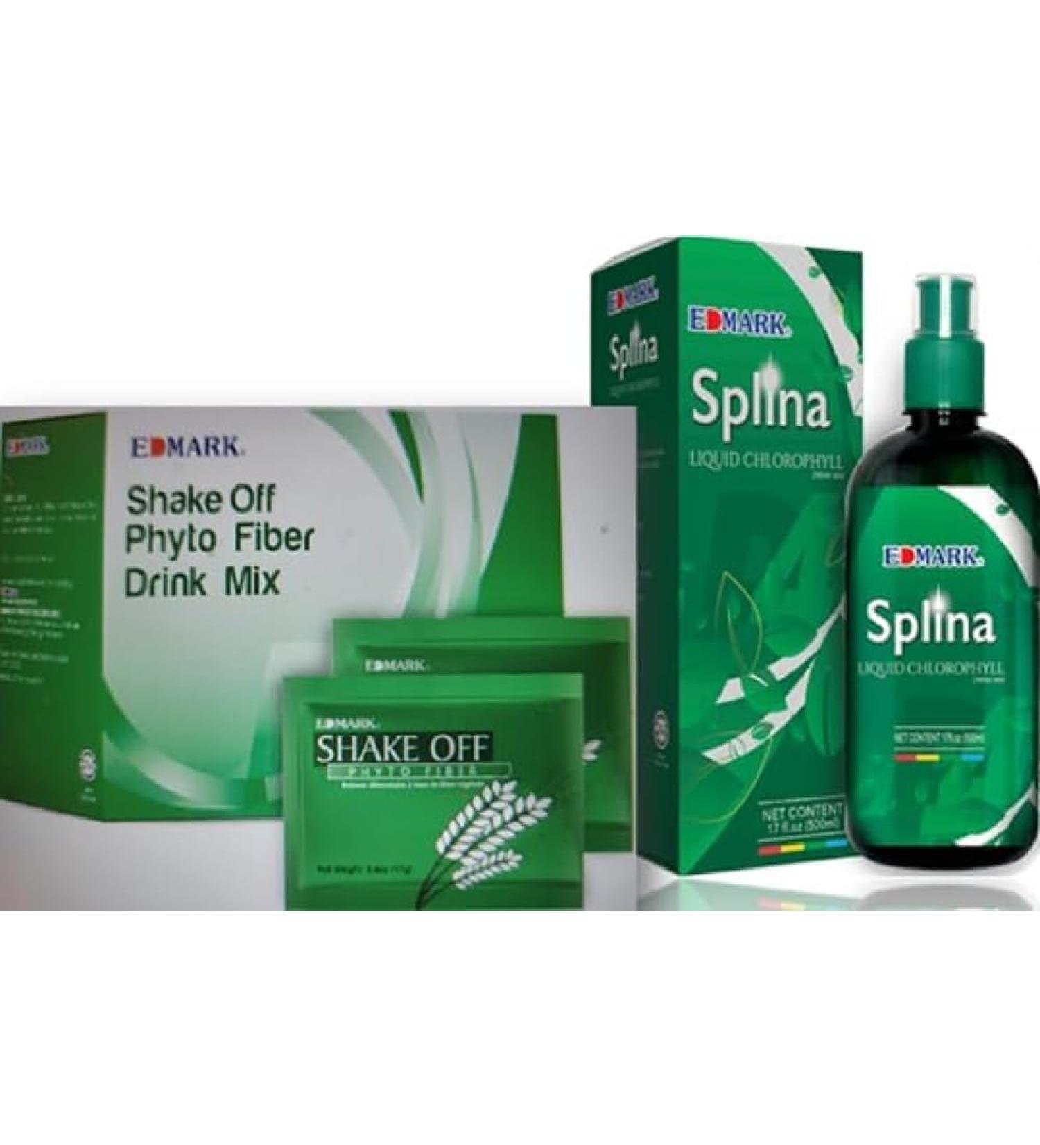 EDMARK Duo: Shake Off Phyto Fiber Pandan 20g x 12 Sachets + Splina Liquid Chlorophyll 500ml Bottle | Detox Drink Set for Cleansing Digestion Support Energy Boost & Body Balance (Pack of 2) - Buy Online on GoSupps.com