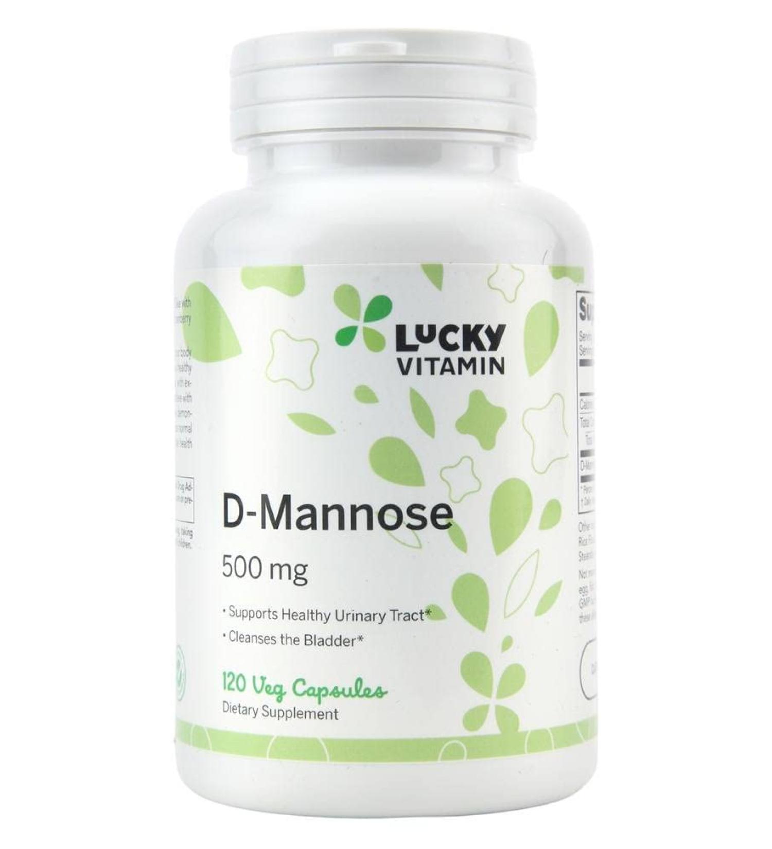 Lucky Vitamin D-Mannose 500mg Urinary Tract Support - 120 Veg Capsules - Buy Online on GoSupps.com
