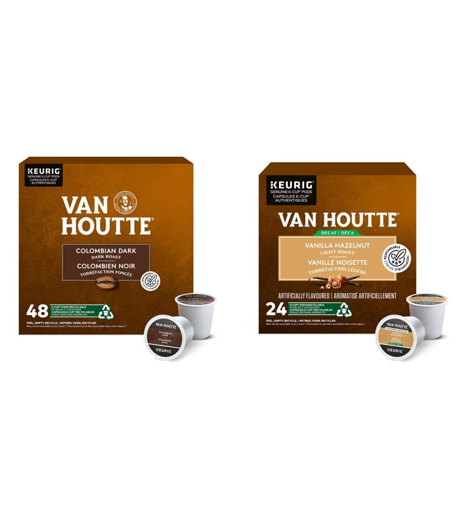 Van Houtte Colombian Dark K-Cup Coffee Pods 48 Count For Keurig Coffee Makers & Vanilla Hazelnut Decaf K-Cup Coffee Pods 24 Count For Keurig Coffee Makers Colombian Dark + Coffee Pods 24 Count 1 Count (Pack of 48) - Buy Online on GoSupps.com
