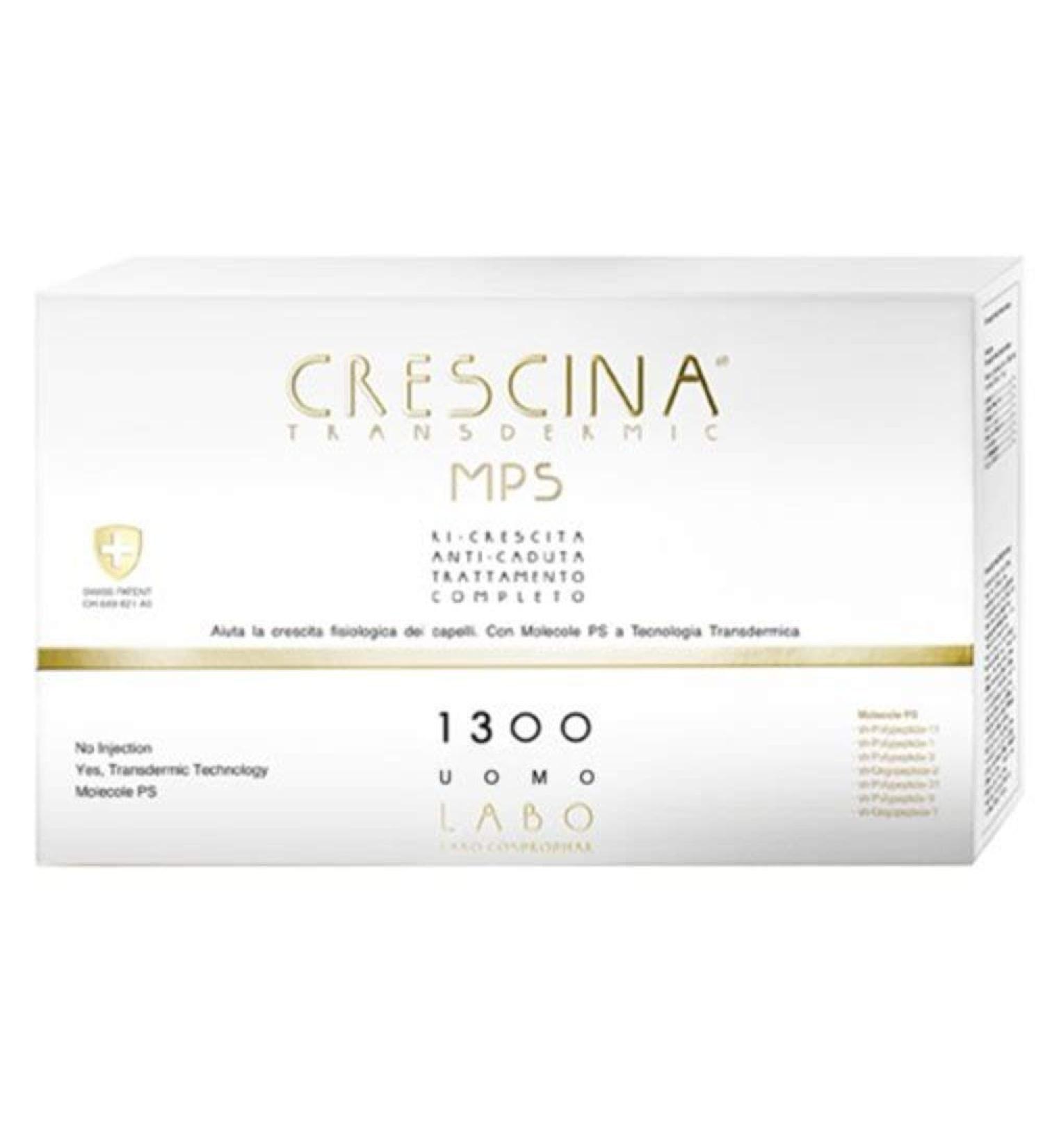 Labo Crescina Transfermic MPS Complete Treatment Growth + Anti-Hair Loss 1300 Hair Care for Men 10 + 10 Ampoules