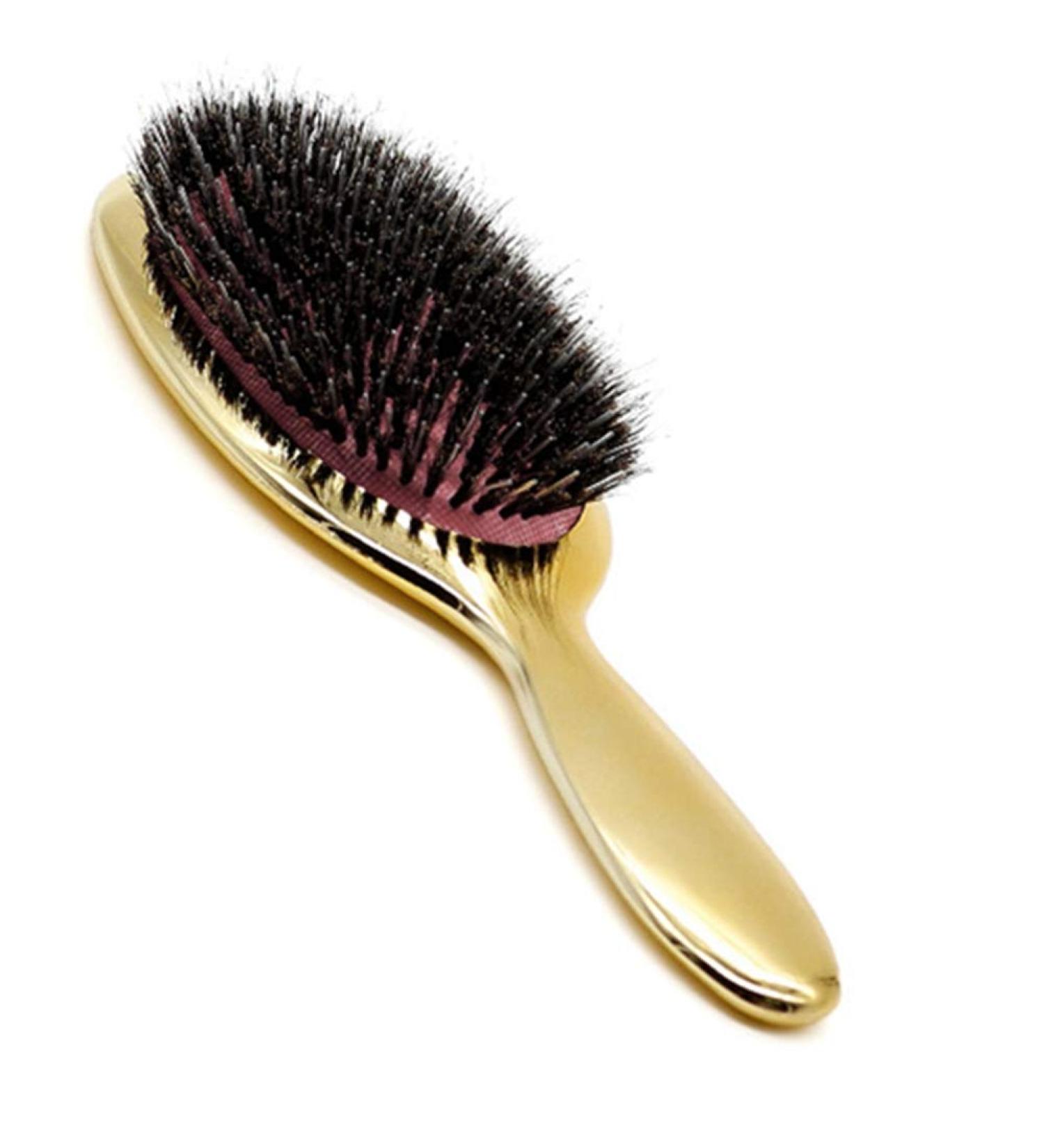 Antistatic Oval Nylon Hair Brush | Scalp Massage & Curly Hair Styling Tool - Golden | International Shipping Available - Buy Online on GoSupps.com