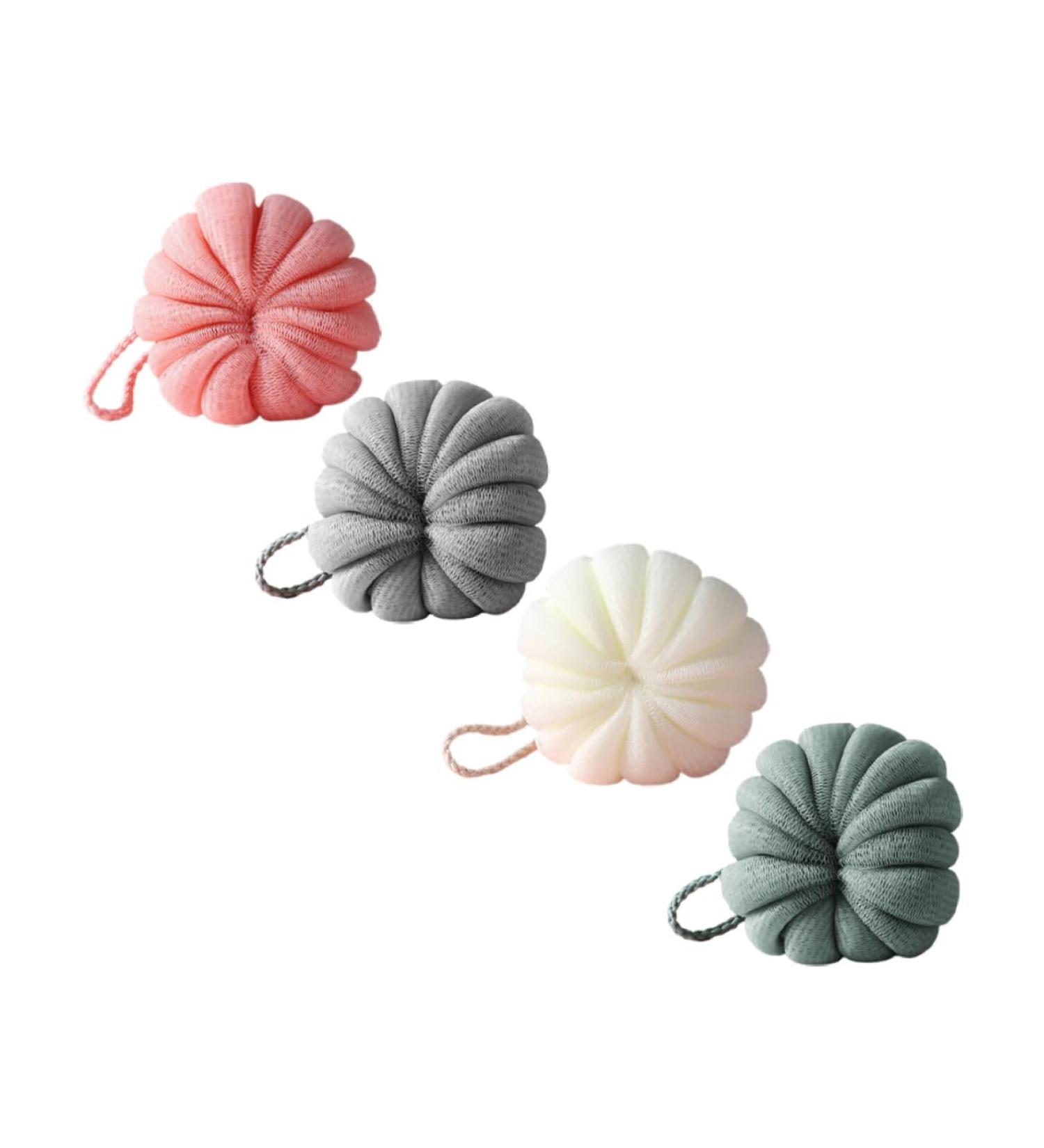 4pcs Pumpkin Bath Balls | Exfoliating Shower Sponges & Loofah Scrubber for Body Care - International Shipping Available - Buy Online on GoSupps.com
