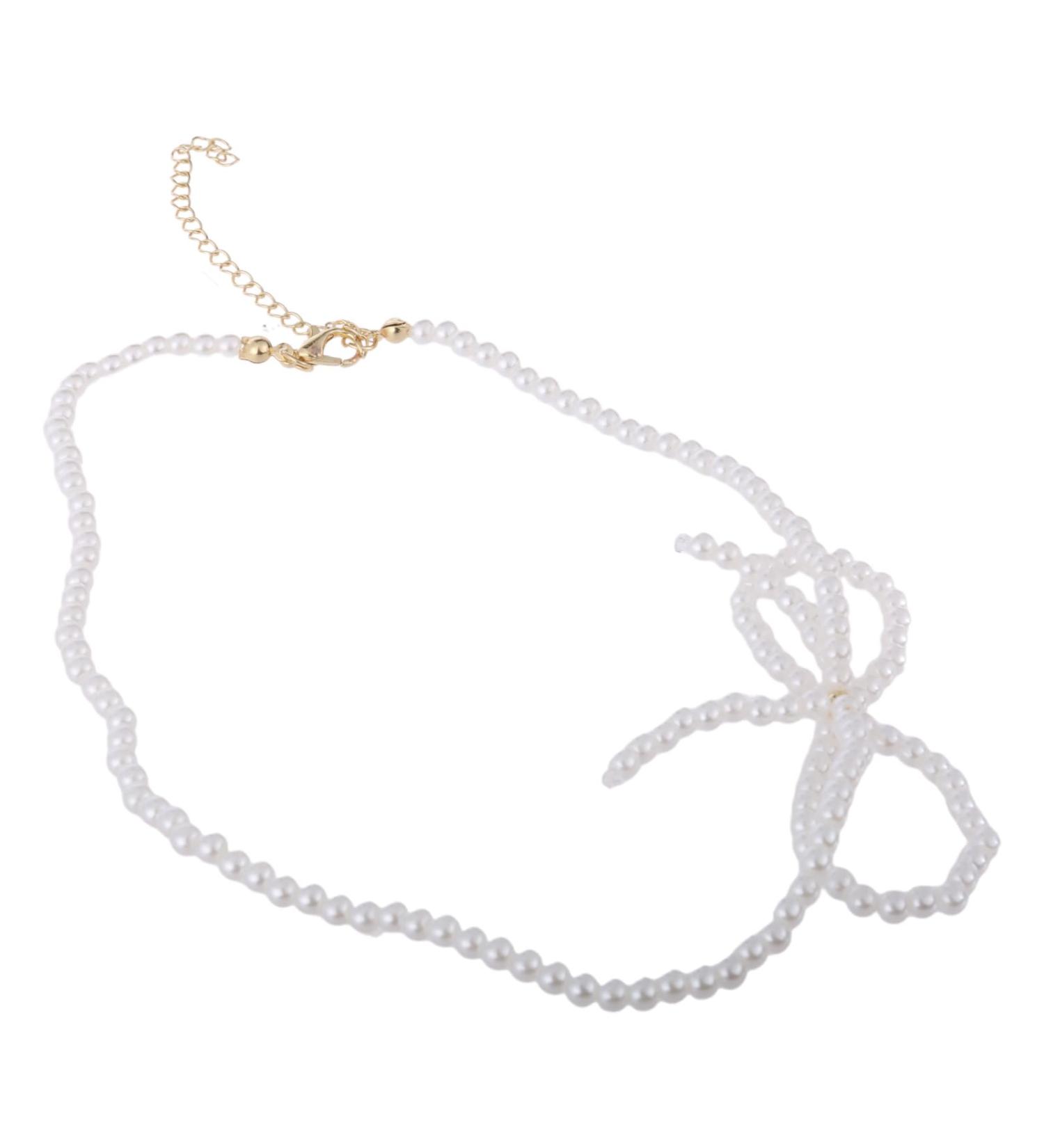 Oralgo's Stylish Bow Necklace - Unique Art Pearl Jewelry Gift for Women & Girls - Buy Online on GoSupps.com