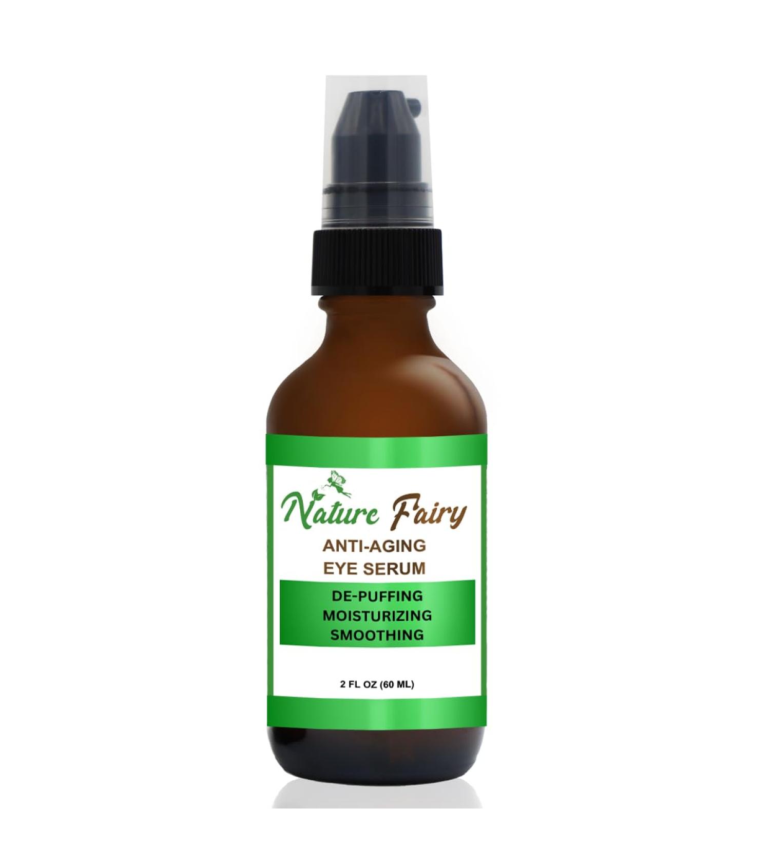 Nature Fairy Anti-Aging Eye Serum Natural De-Puffing Moisturizing Treatment for Dark Circles Wrinkles With Cucumber Hyaluronic Acid Caffeine 2 Fl Oz - Buy Online on GoSupps.com
