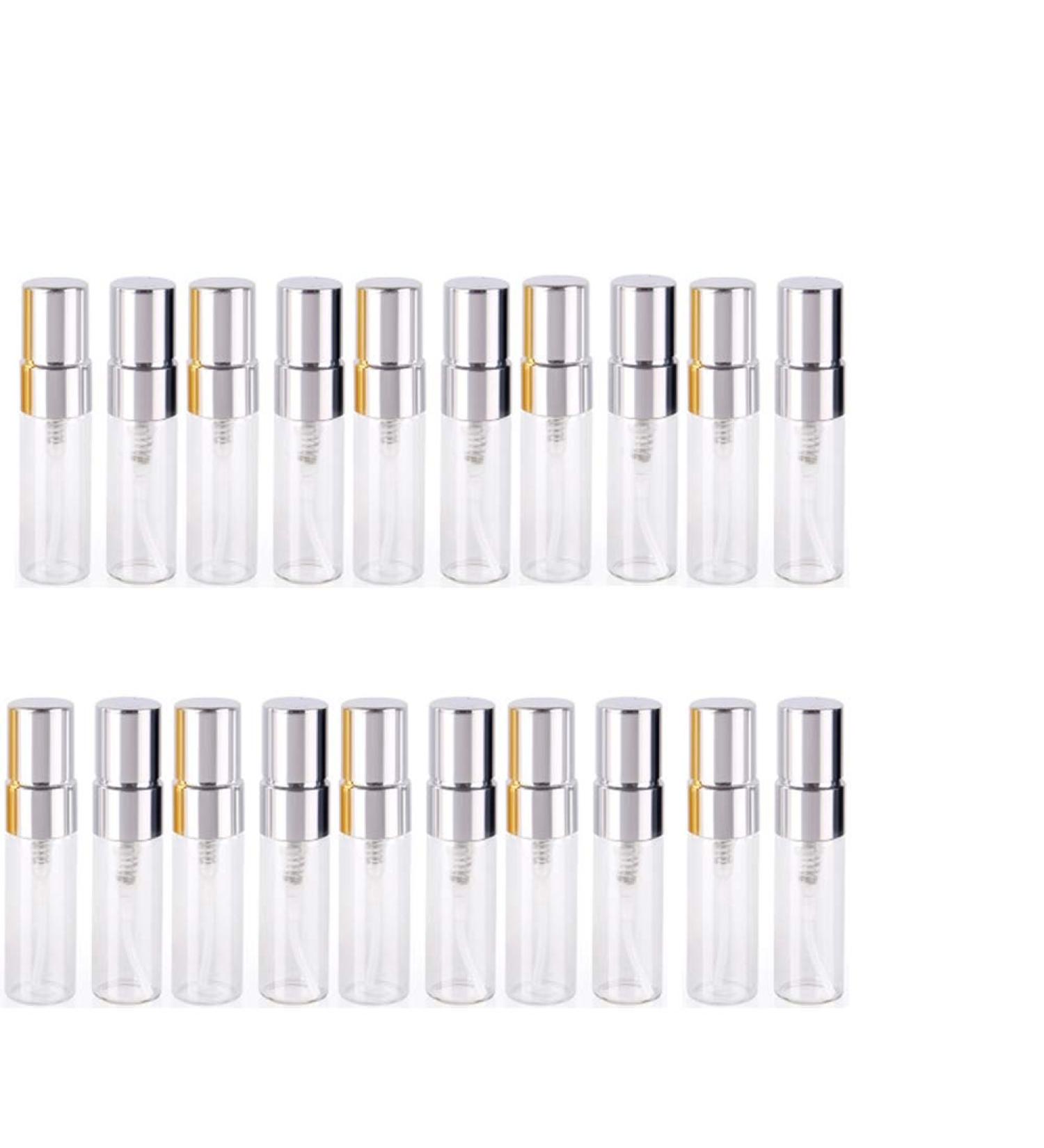 Atomizer Glass bottle Spray Bottle 3ml Refillable Fragrance Perfume Mini Fine Mist Travel Small Empty Bottle Fragrance Clear Bottle With Aluminum Nozzle 20pcs (Silver) - Buy Online on GoSupps.com
